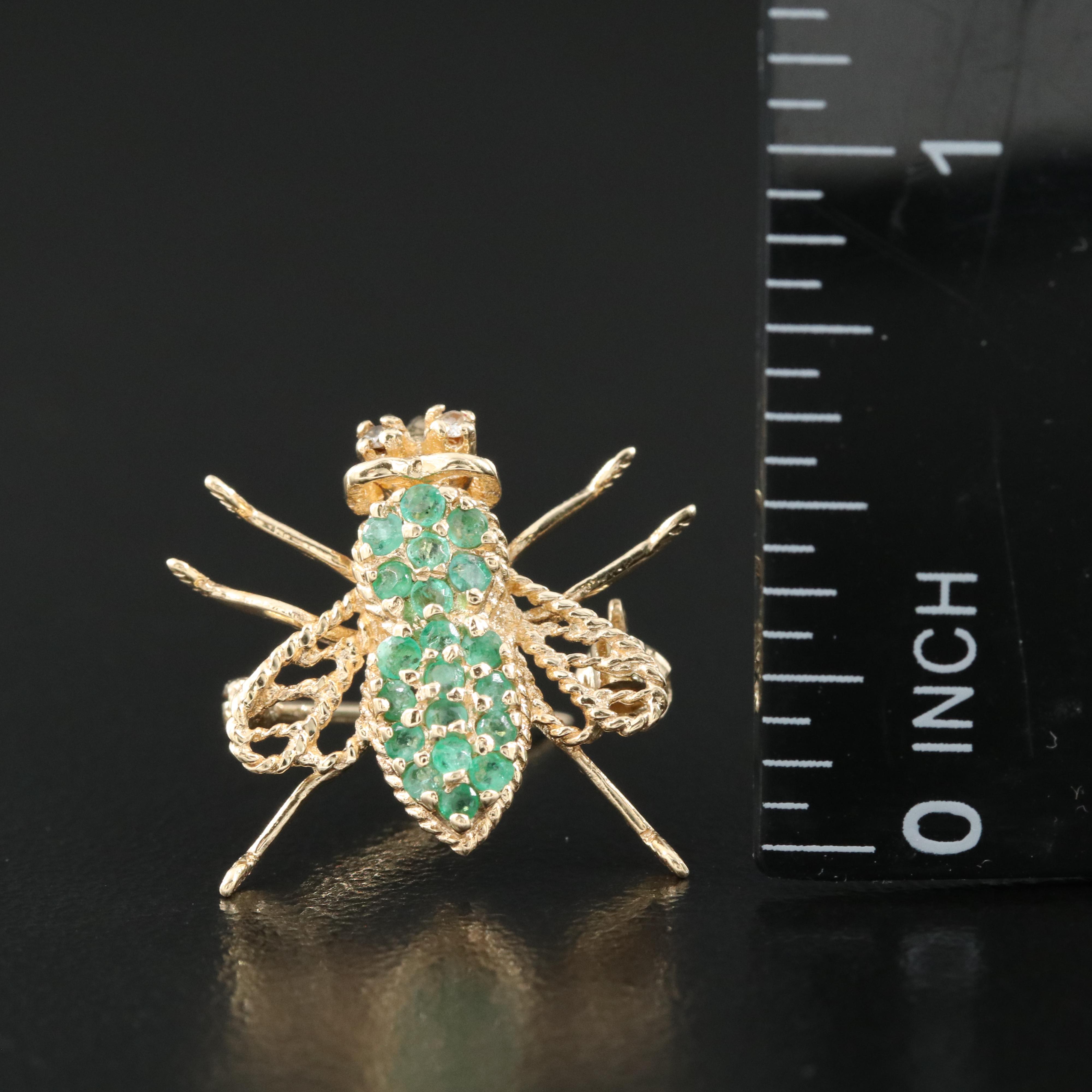 14K Emerald and Diamond Insect Pendant/Pin