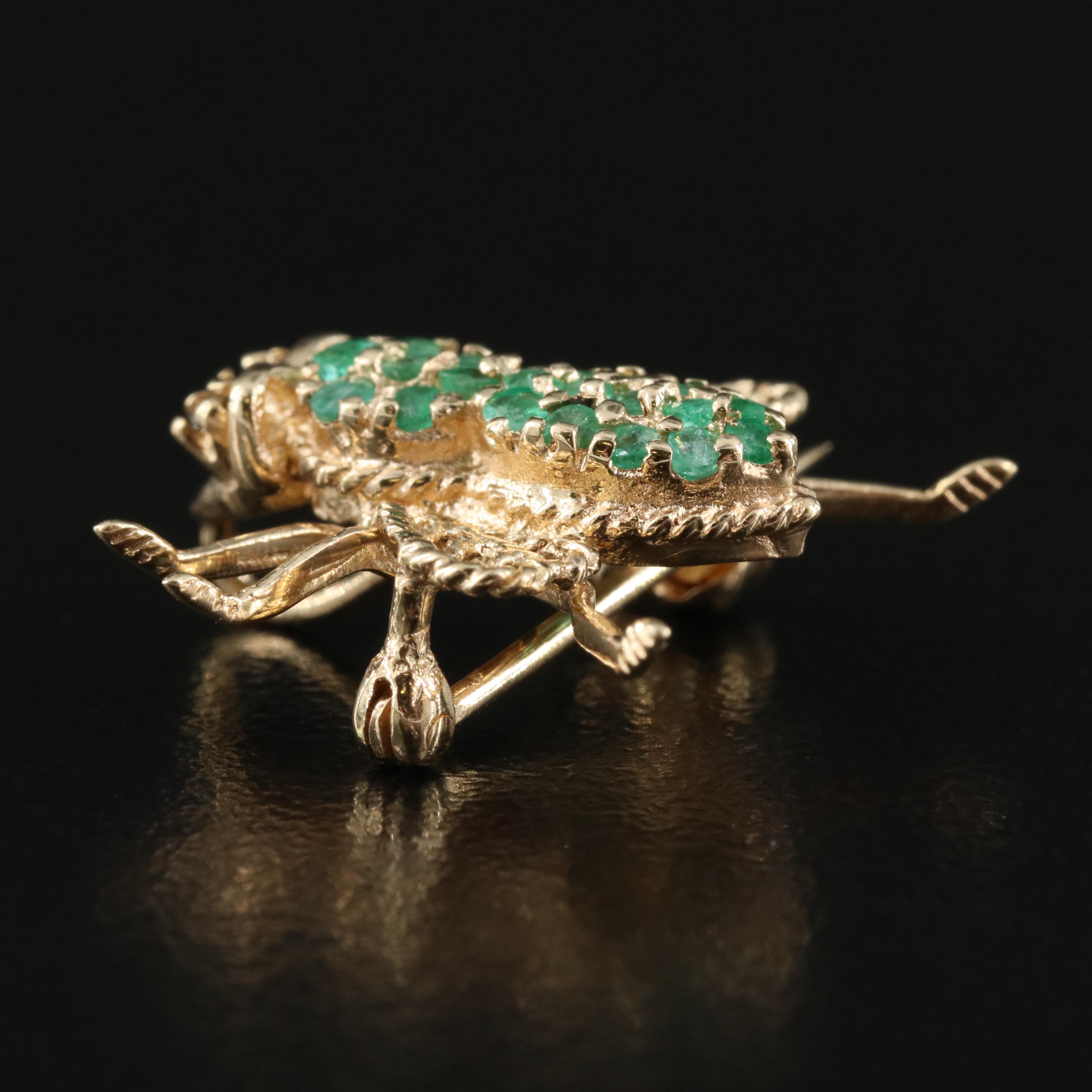 14K Emerald and Diamond Insect Pendant/Pin