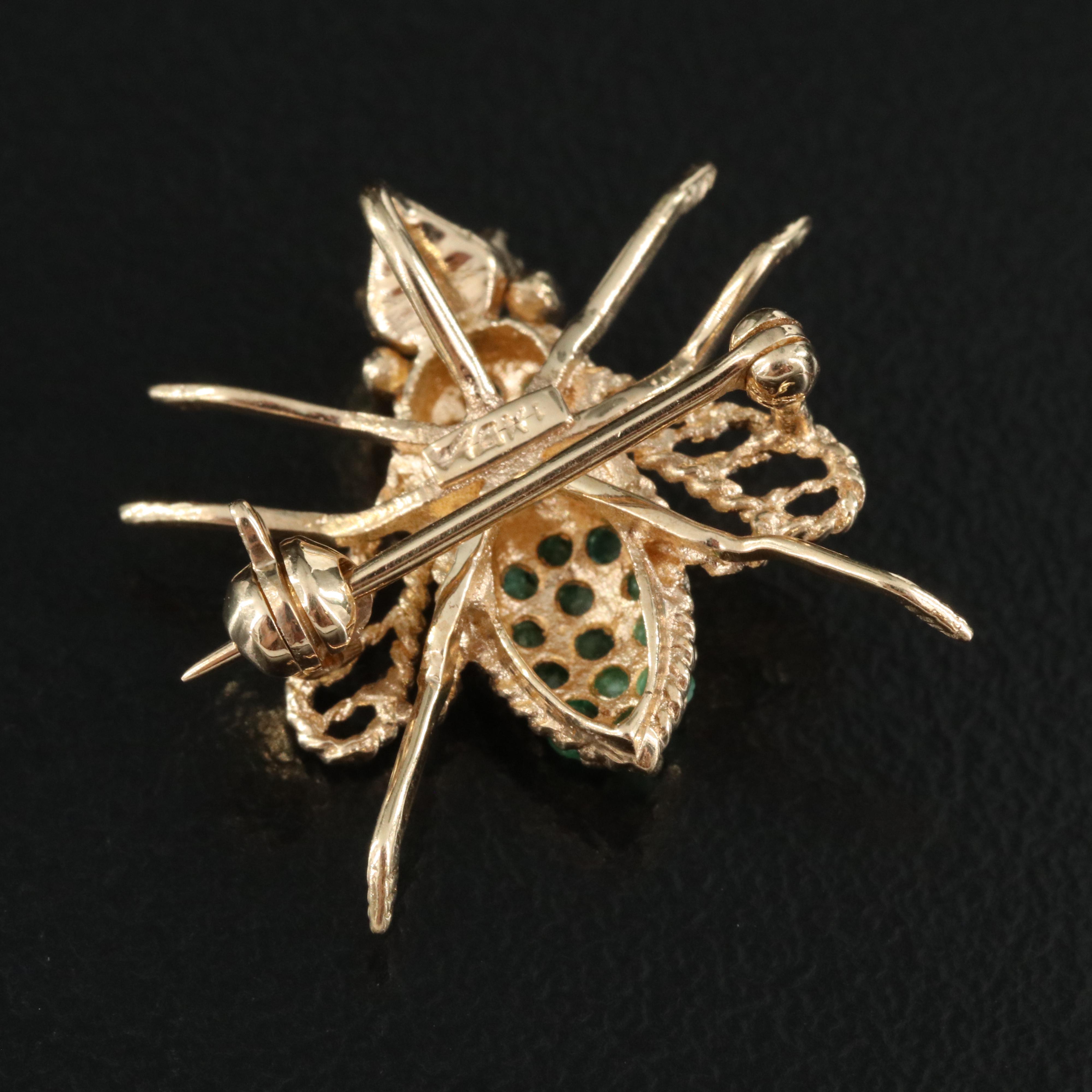 14K Emerald and Diamond Insect Pendant/Pin