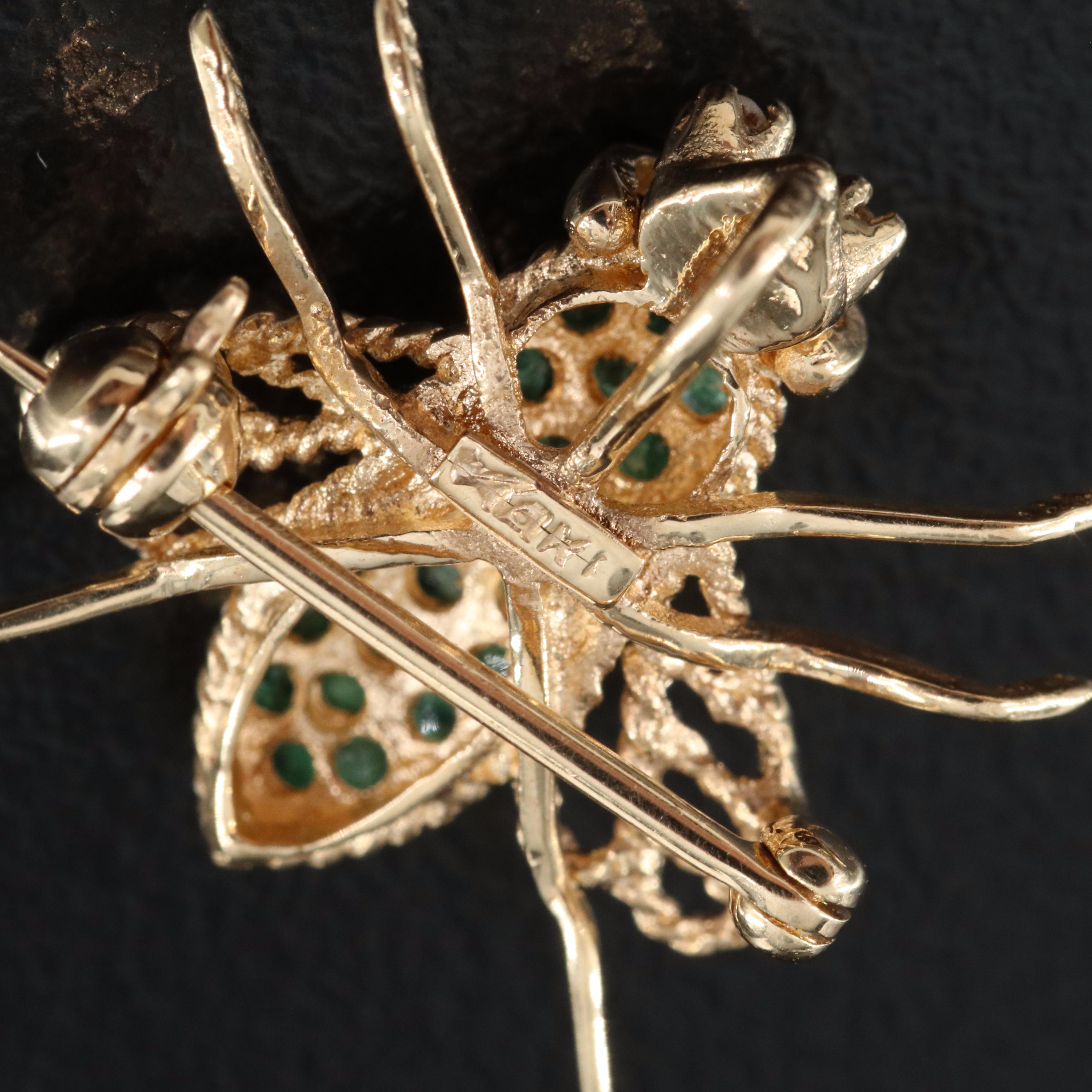 14K Emerald and Diamond Insect Pendant/Pin