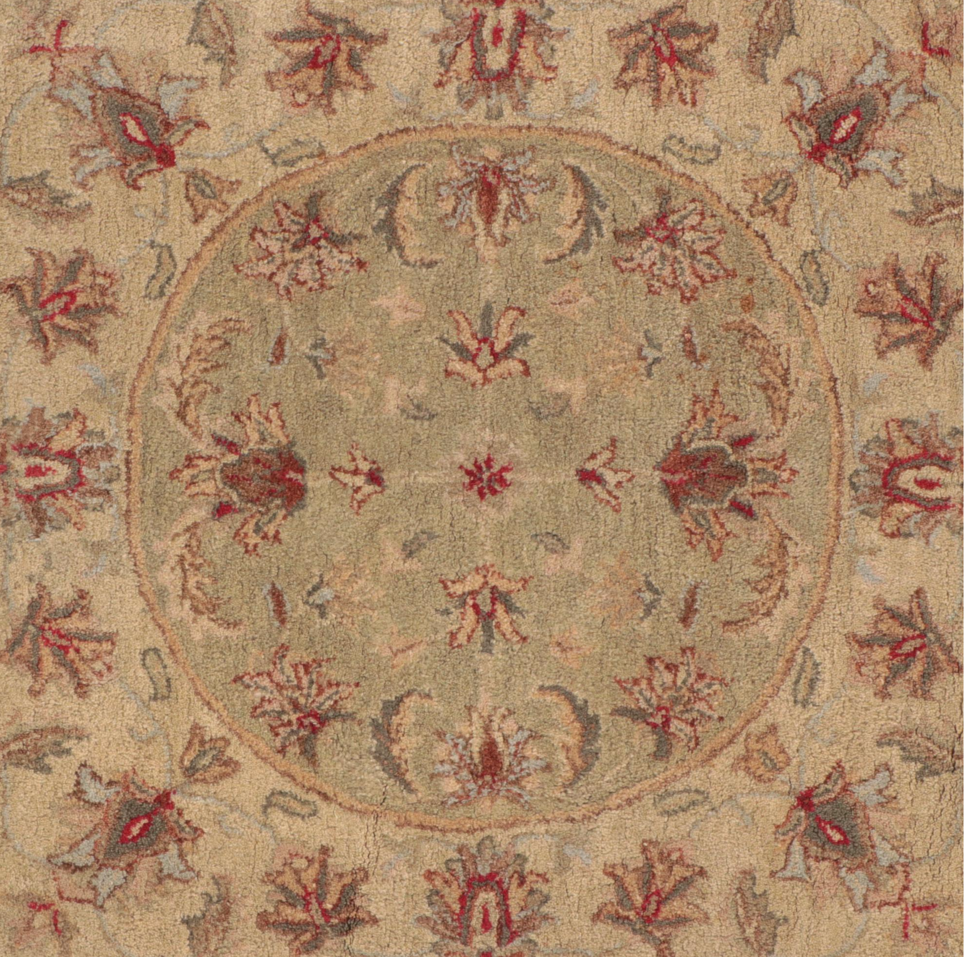 4' x 4' Hand-Tufted French Aubusson Style Scallop Edge Accent Rug