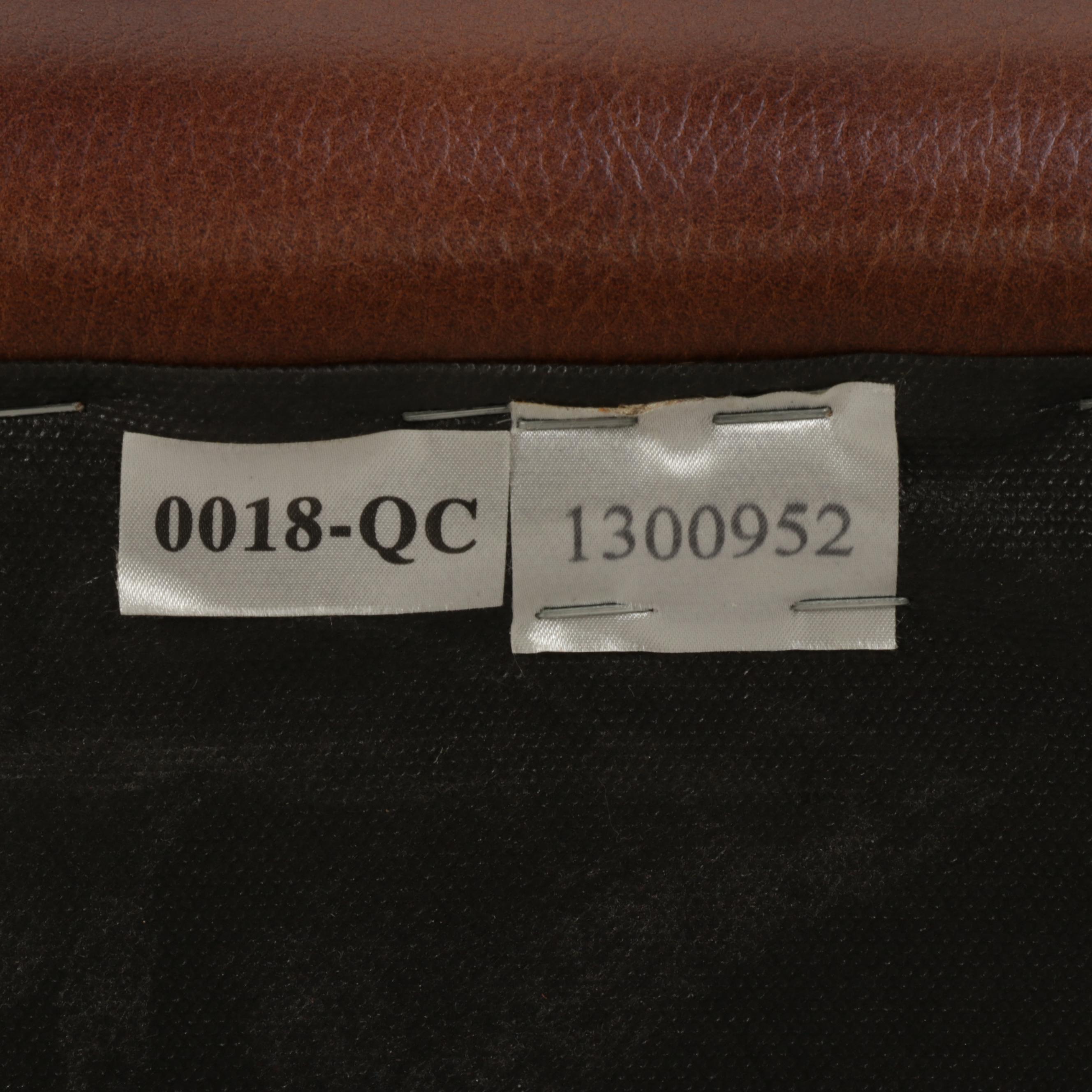 Ethan Allen Brown Leather Roll-Arm Sofa