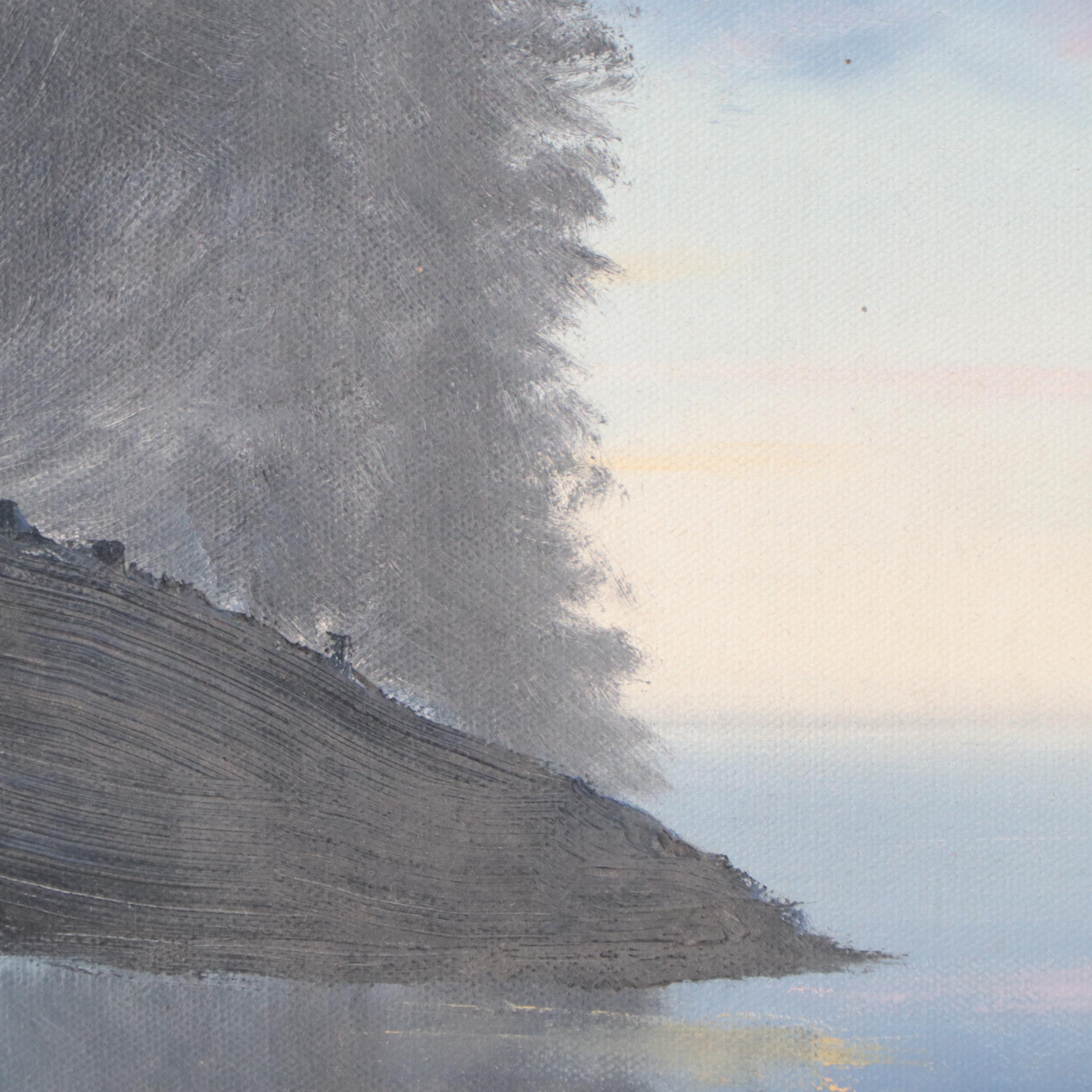 S. Valetta Lake Landscape Acrylic Painting, 1994