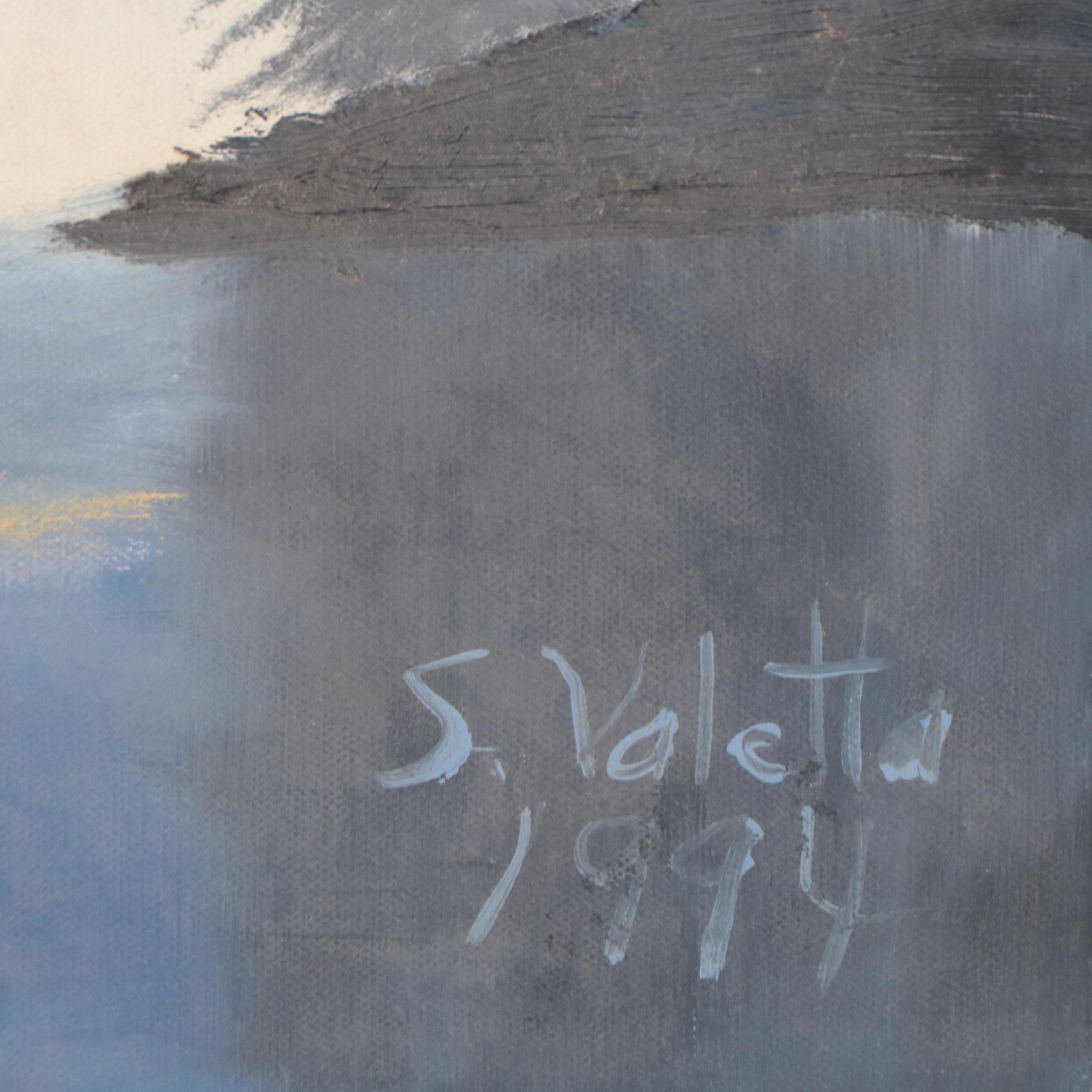 S. Valetta Lake Landscape Acrylic Painting, 1994