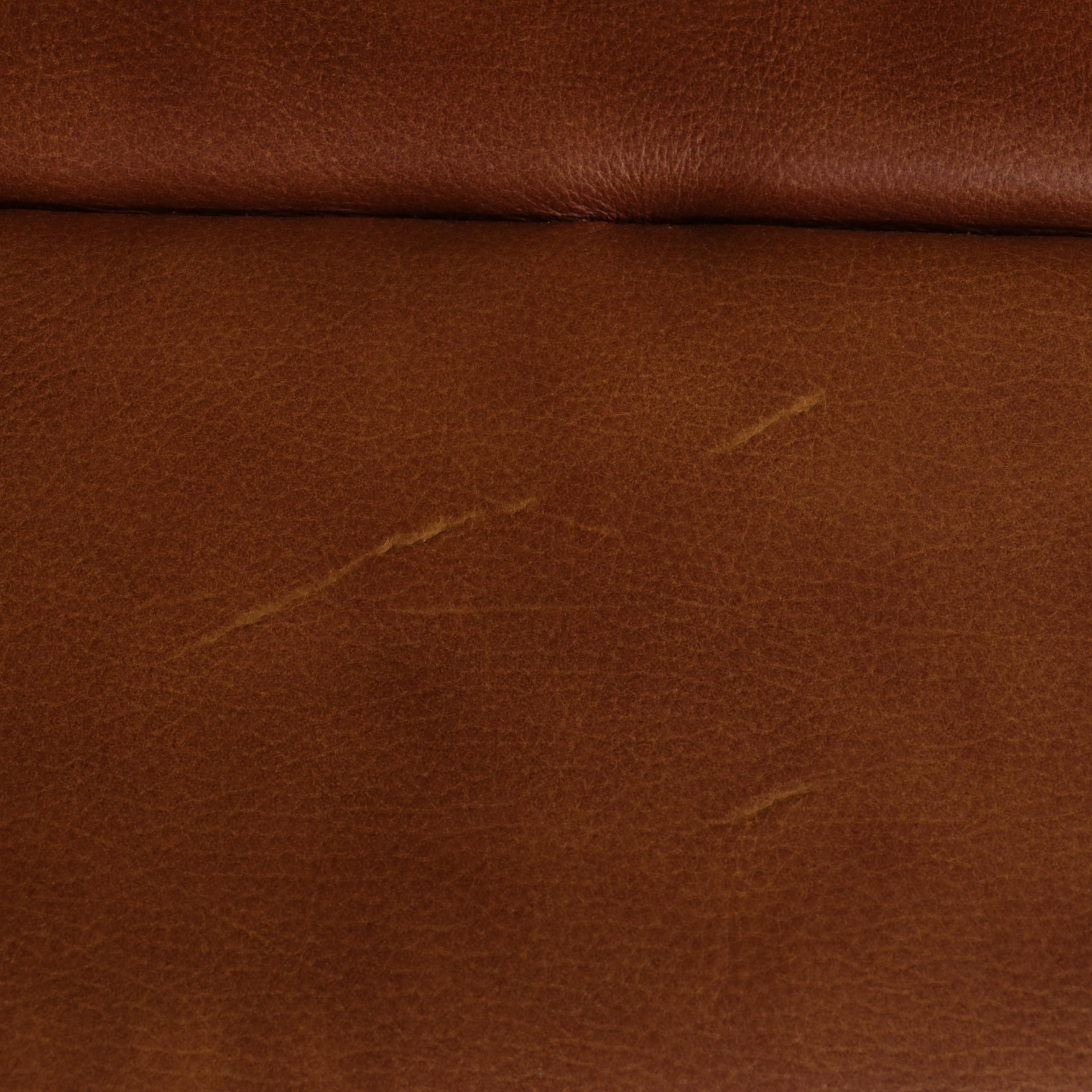 Ethan Allen Brown Leather Roll-Arm Sofa