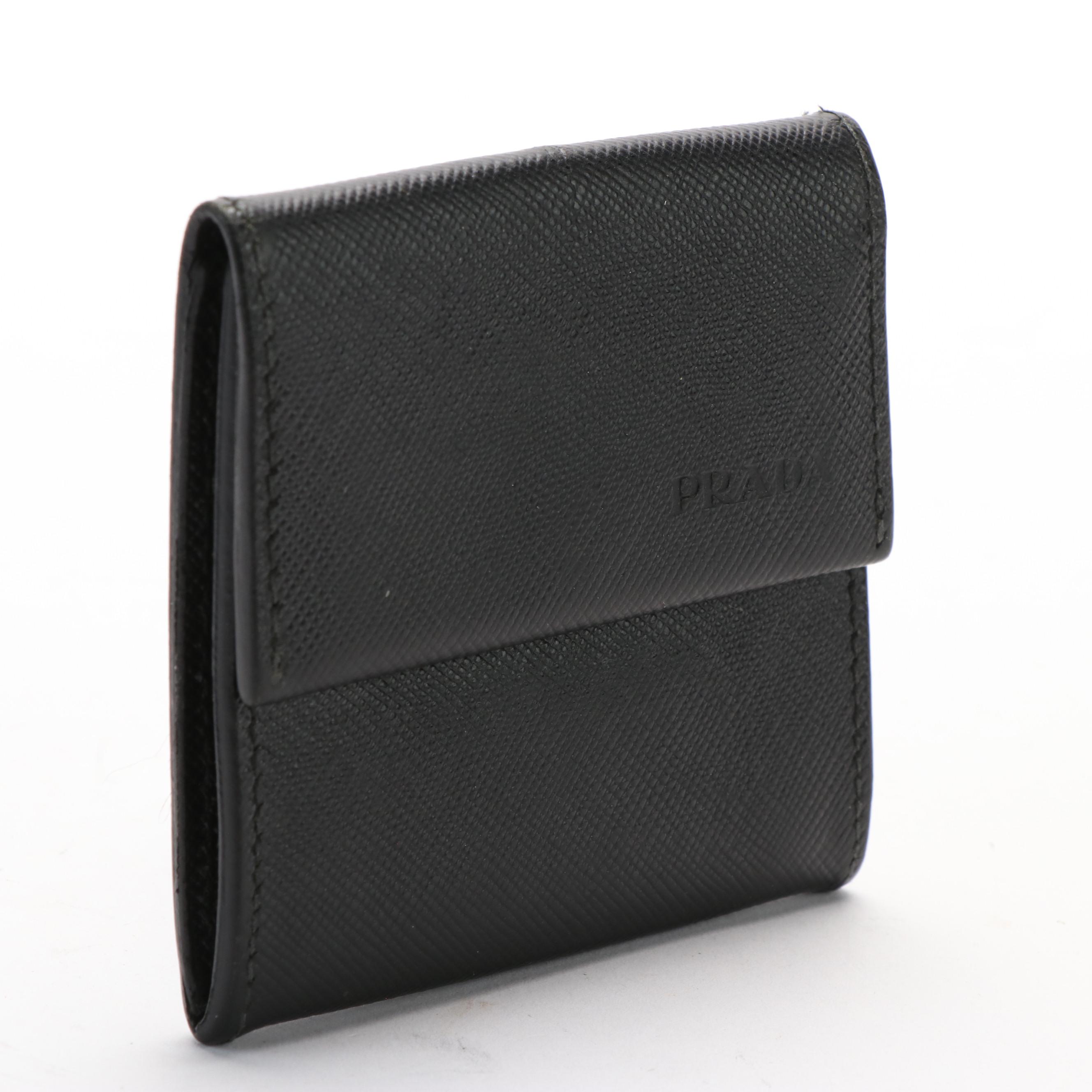 Prada logo Saffiano Coin Purse Wallet logo