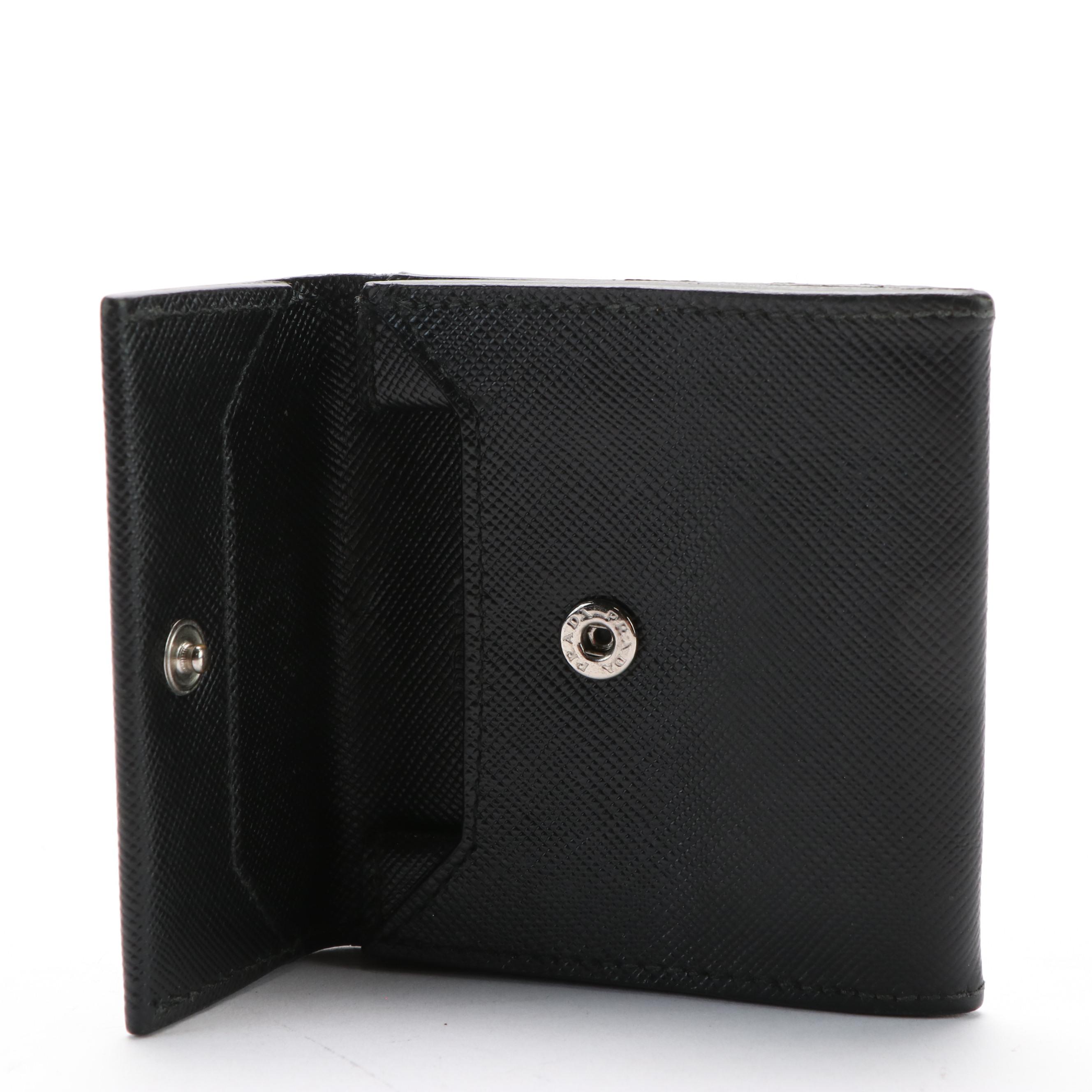 Prada logo Saffiano Coin Purse Wallet logo