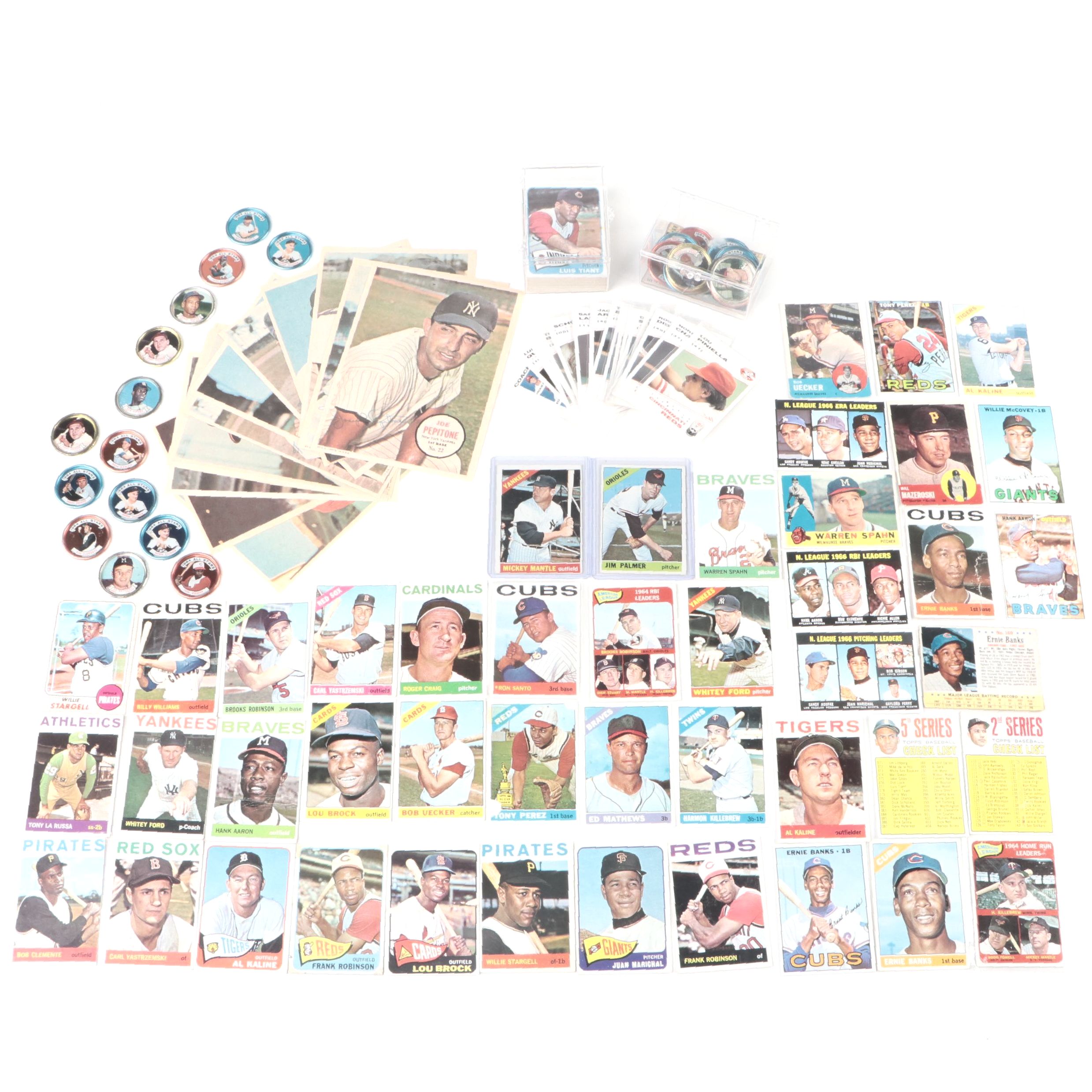 Topps Baseball Cards Featuring Mickey Mantle, Hank Aaron, and More 1960s–1990s