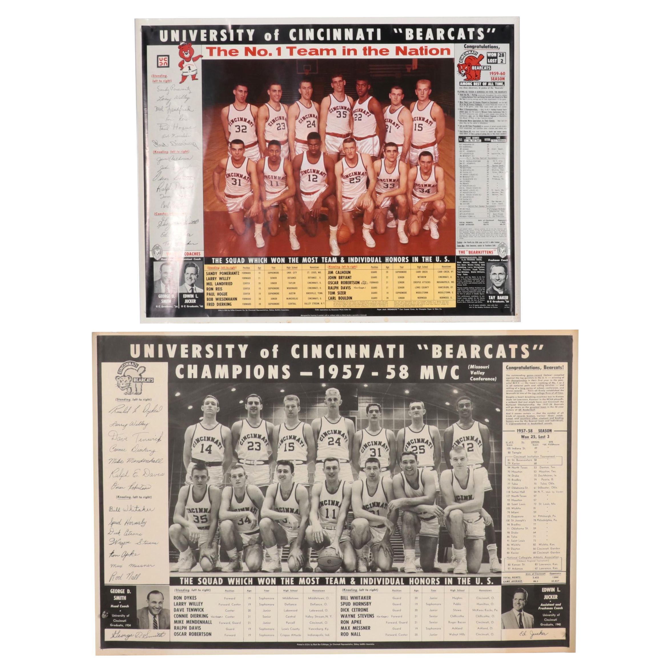 1950s Univesity of Cincinnati Basketball Team Posters Featuring Oscar Robertson