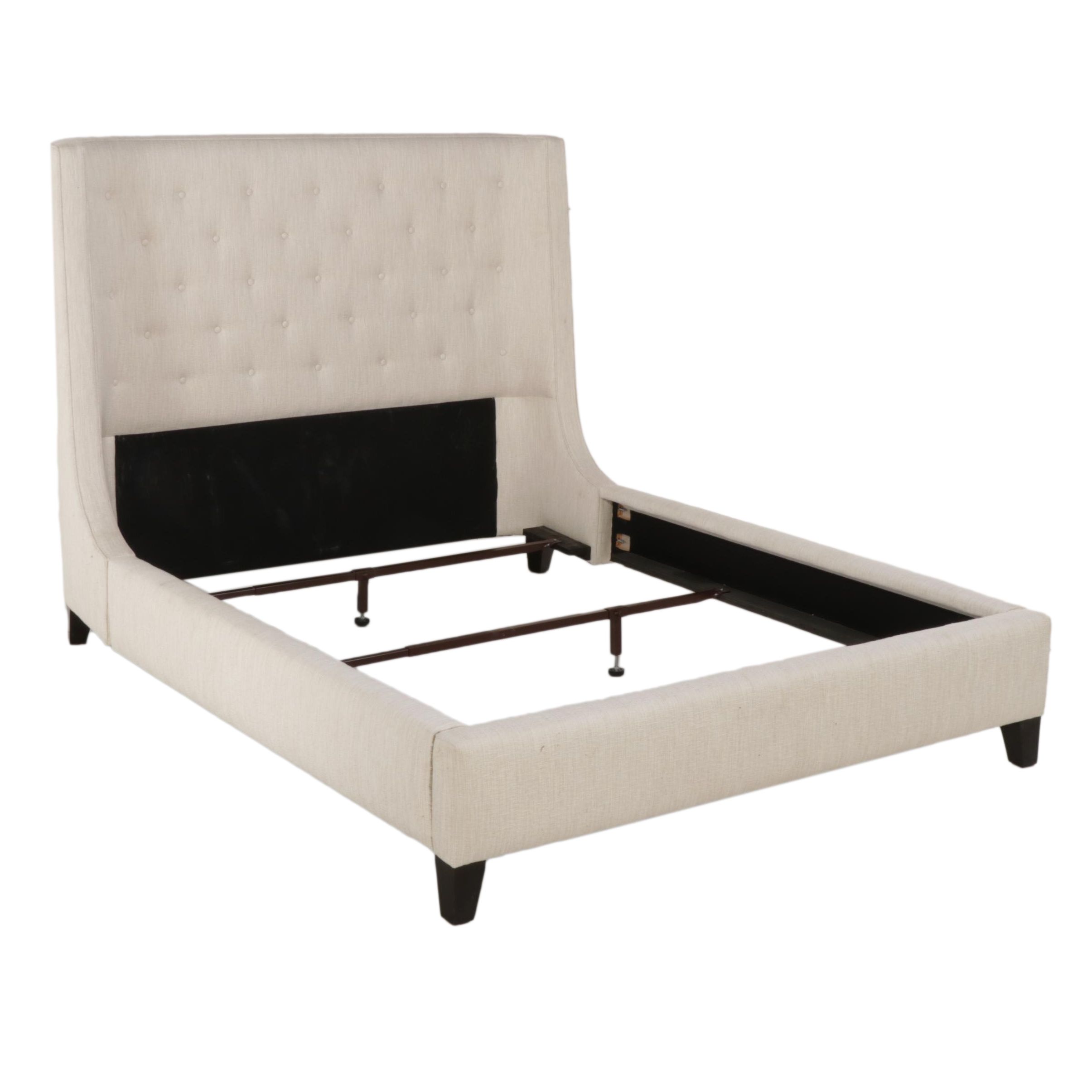 Fully Upholstered and Button-Tufted Queen Bed Frame