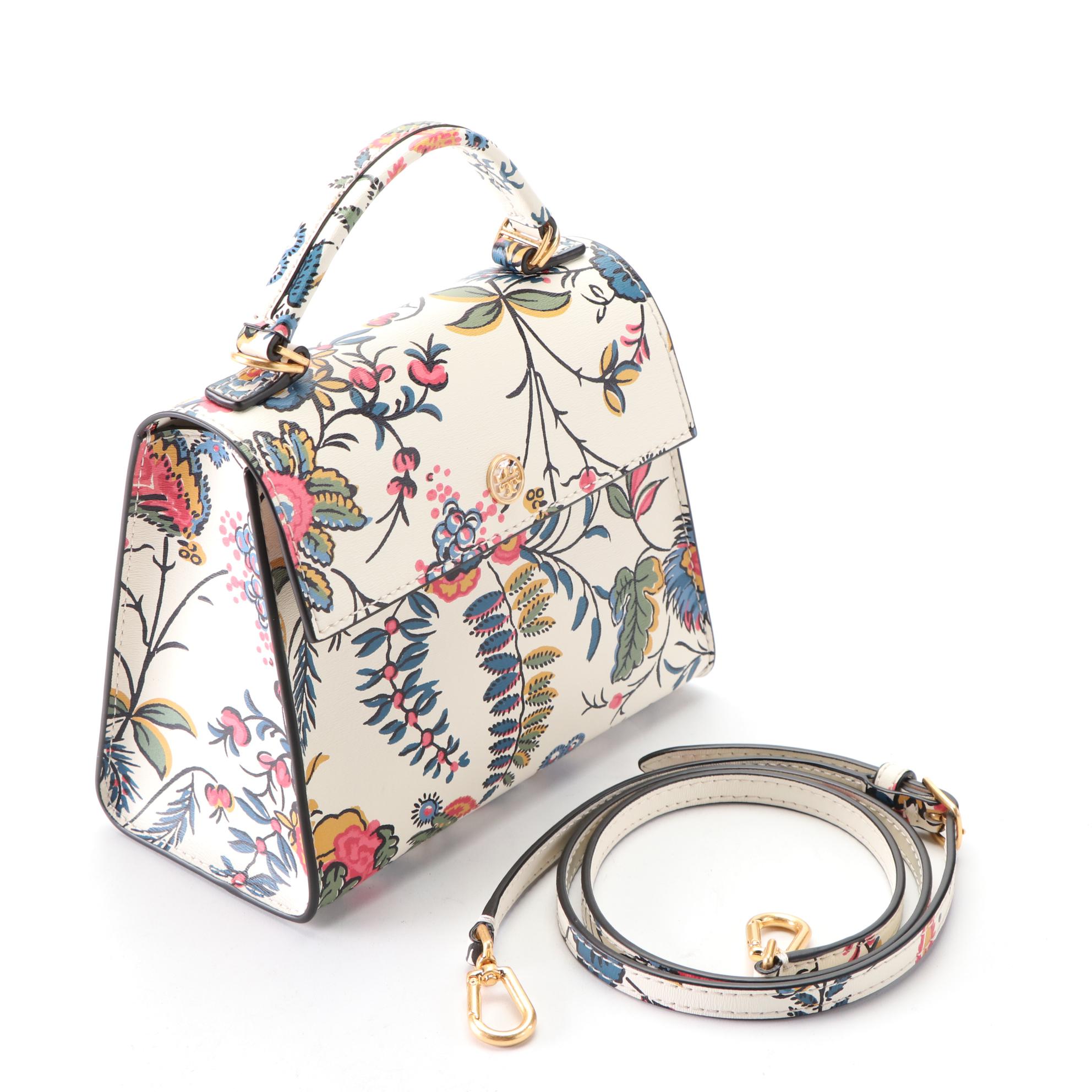 Tory Burch Parker Floral Leather Satchel and Camelia Leather Handbag