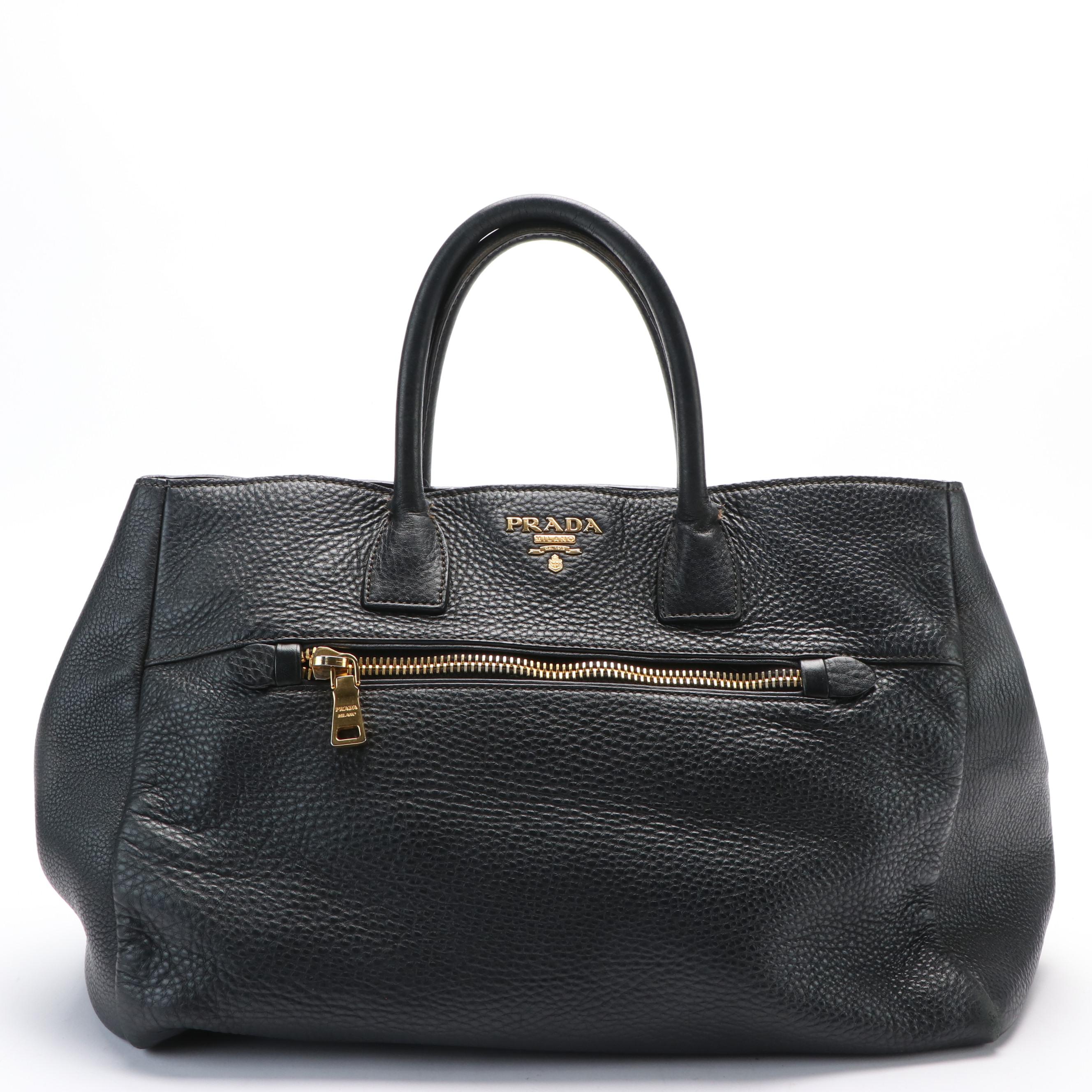 Prada Front Pocket Convertible Tote in Vitello Daino Leather