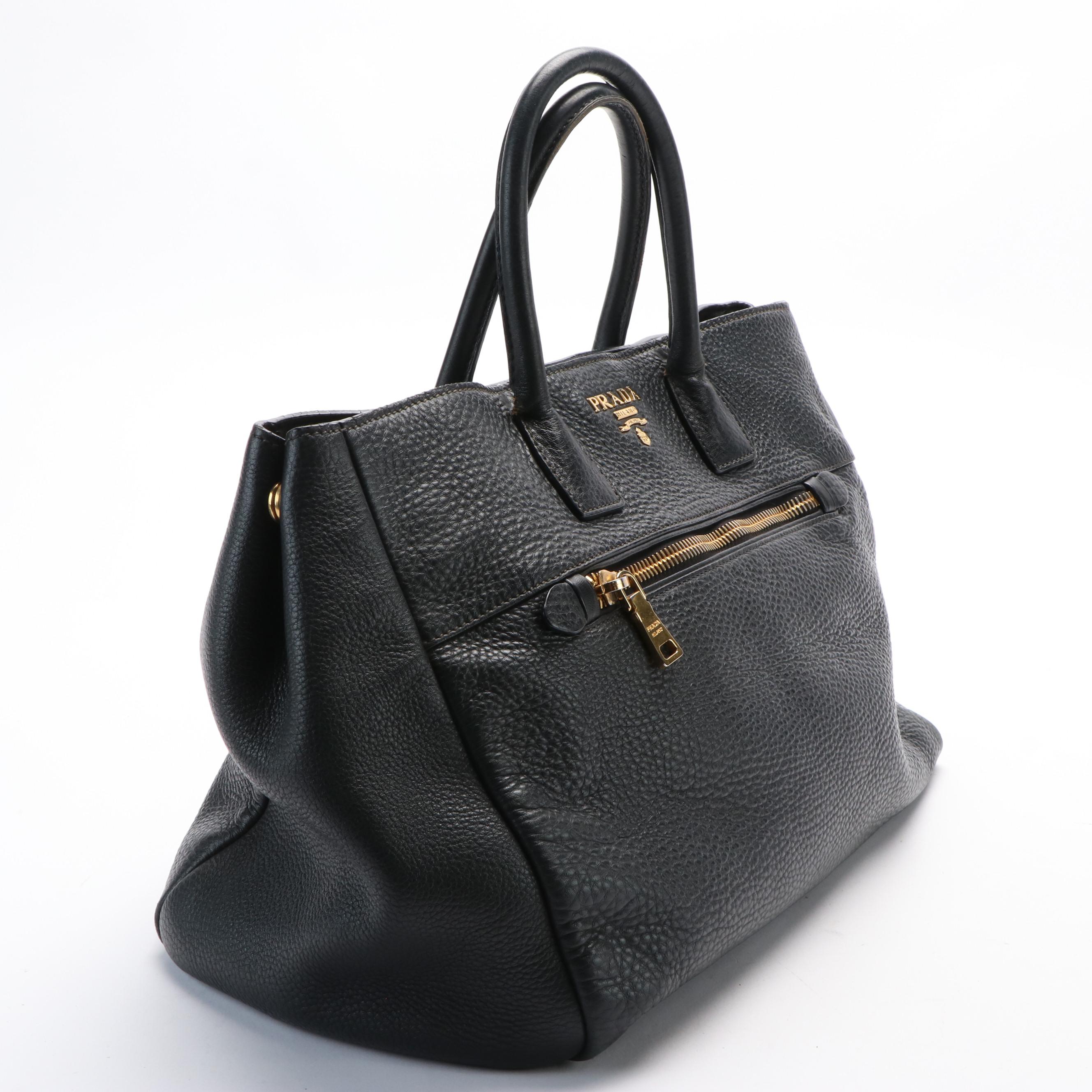 Prada Front Pocket Convertible Tote in Vitello Daino Leather