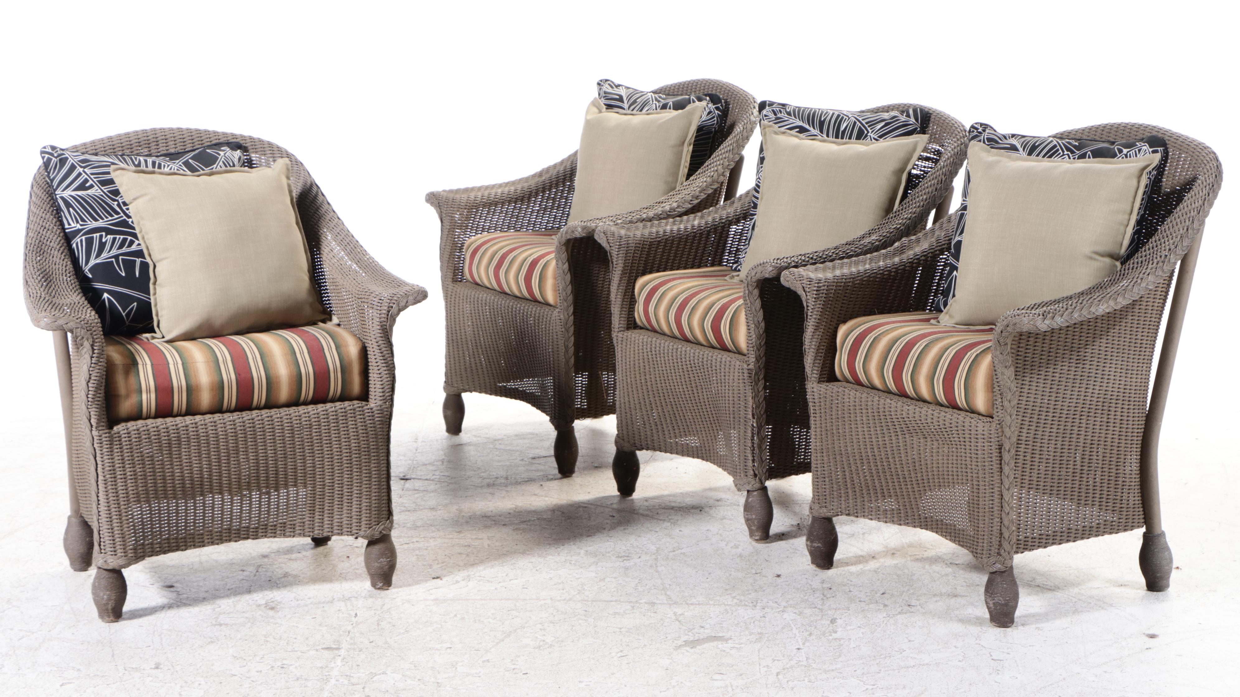 Lloyd Loom All Weather Wicker Five-Piece Patio Dining Set, Late 20th Century