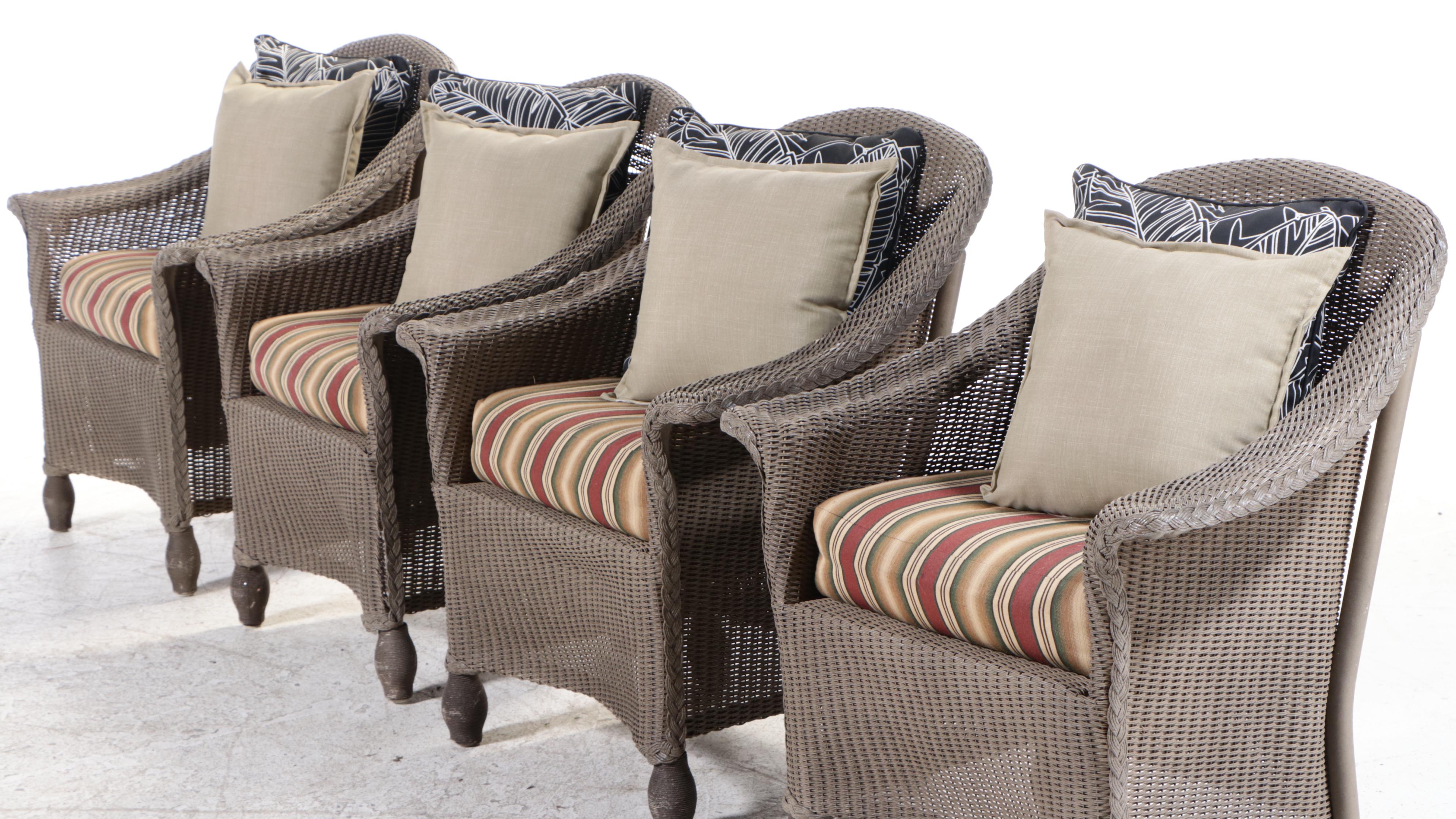 Lloyd Loom All Weather Wicker Five-Piece Patio Dining Set, Late 20th Century