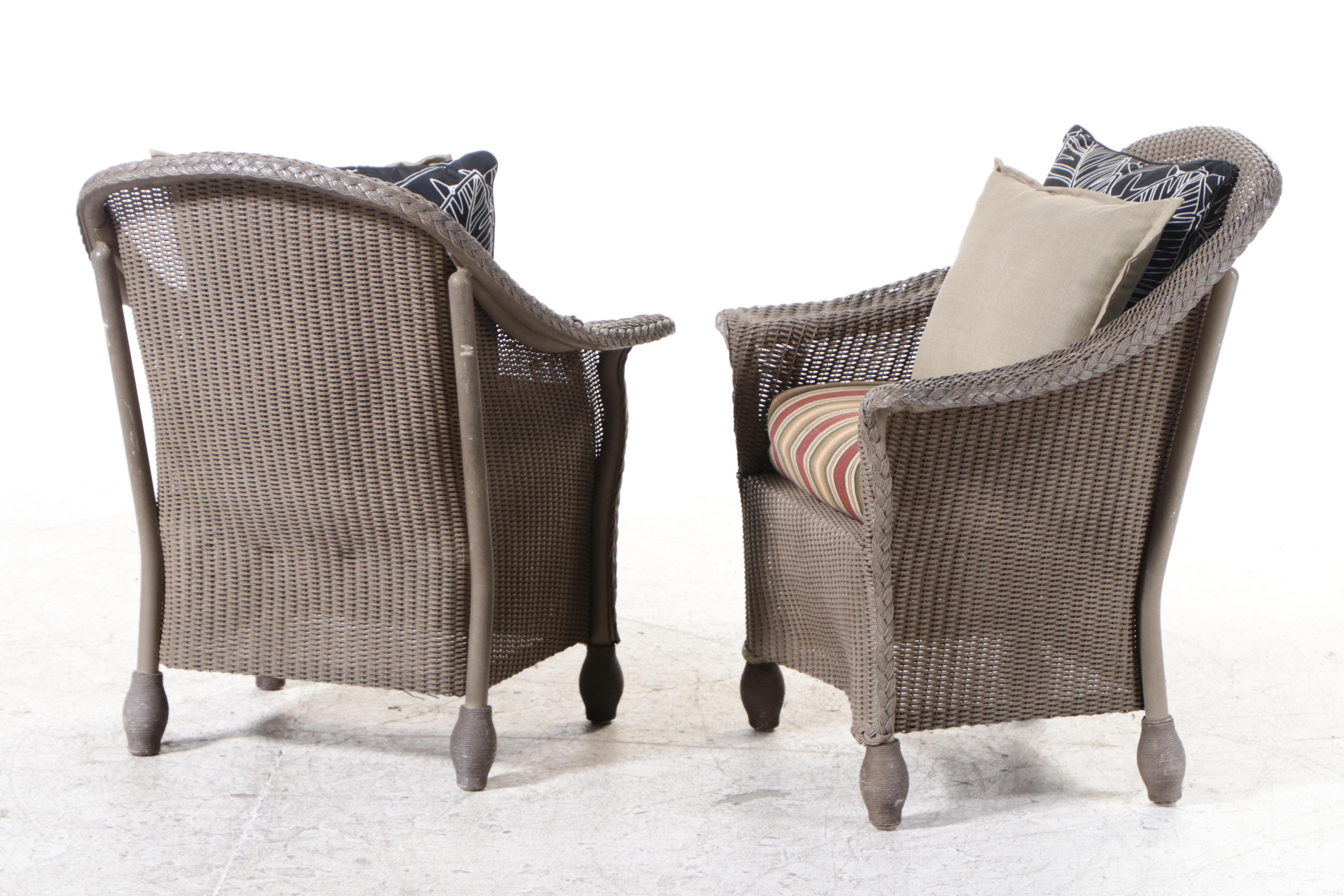 Lloyd Loom All Weather Wicker Five-Piece Patio Dining Set, Late 20th Century