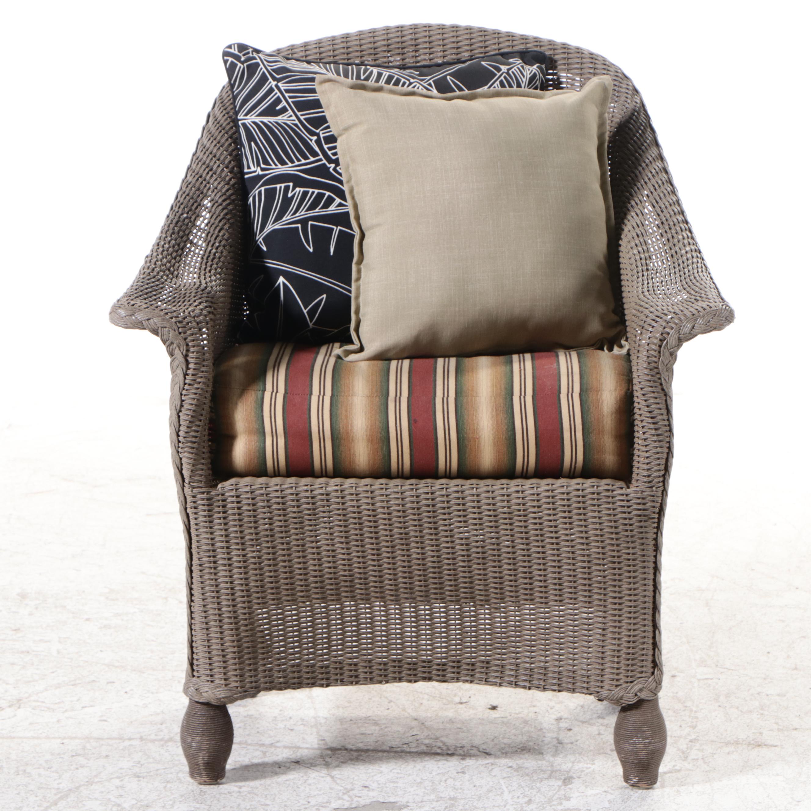 Lloyd Loom All Weather Wicker Five-Piece Patio Dining Set, Late 20th Century