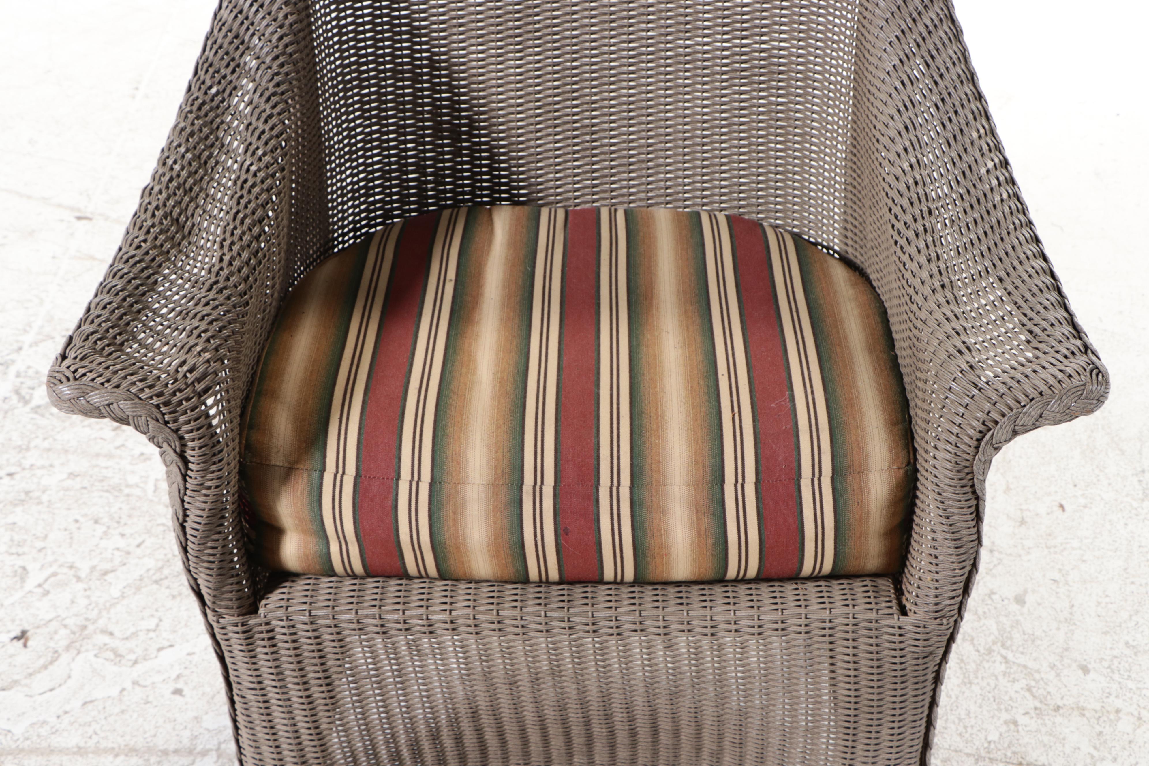 Lloyd Loom All Weather Wicker Five-Piece Patio Dining Set, Late 20th Century