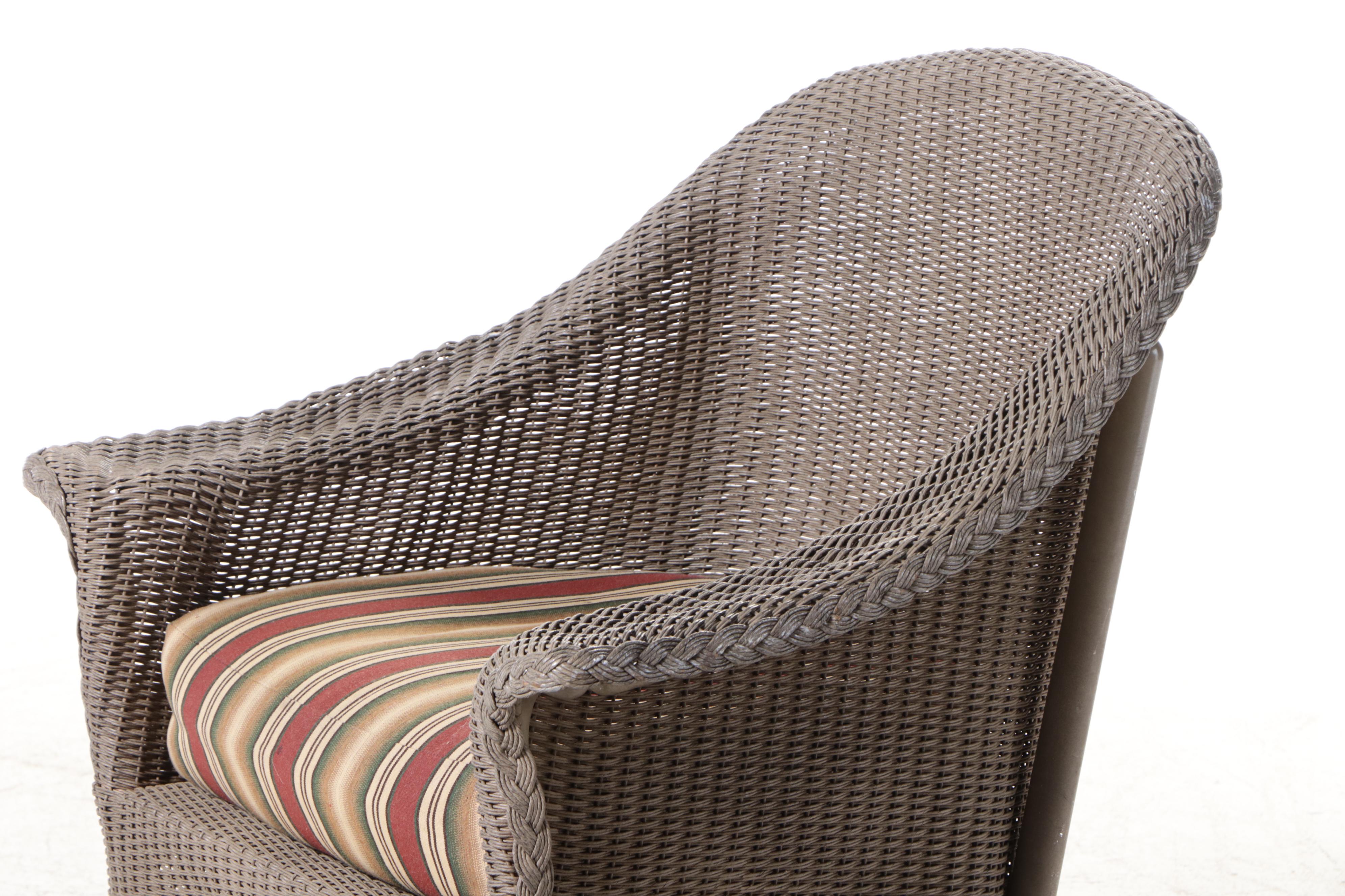 Lloyd Loom All Weather Wicker Five-Piece Patio Dining Set, Late 20th Century