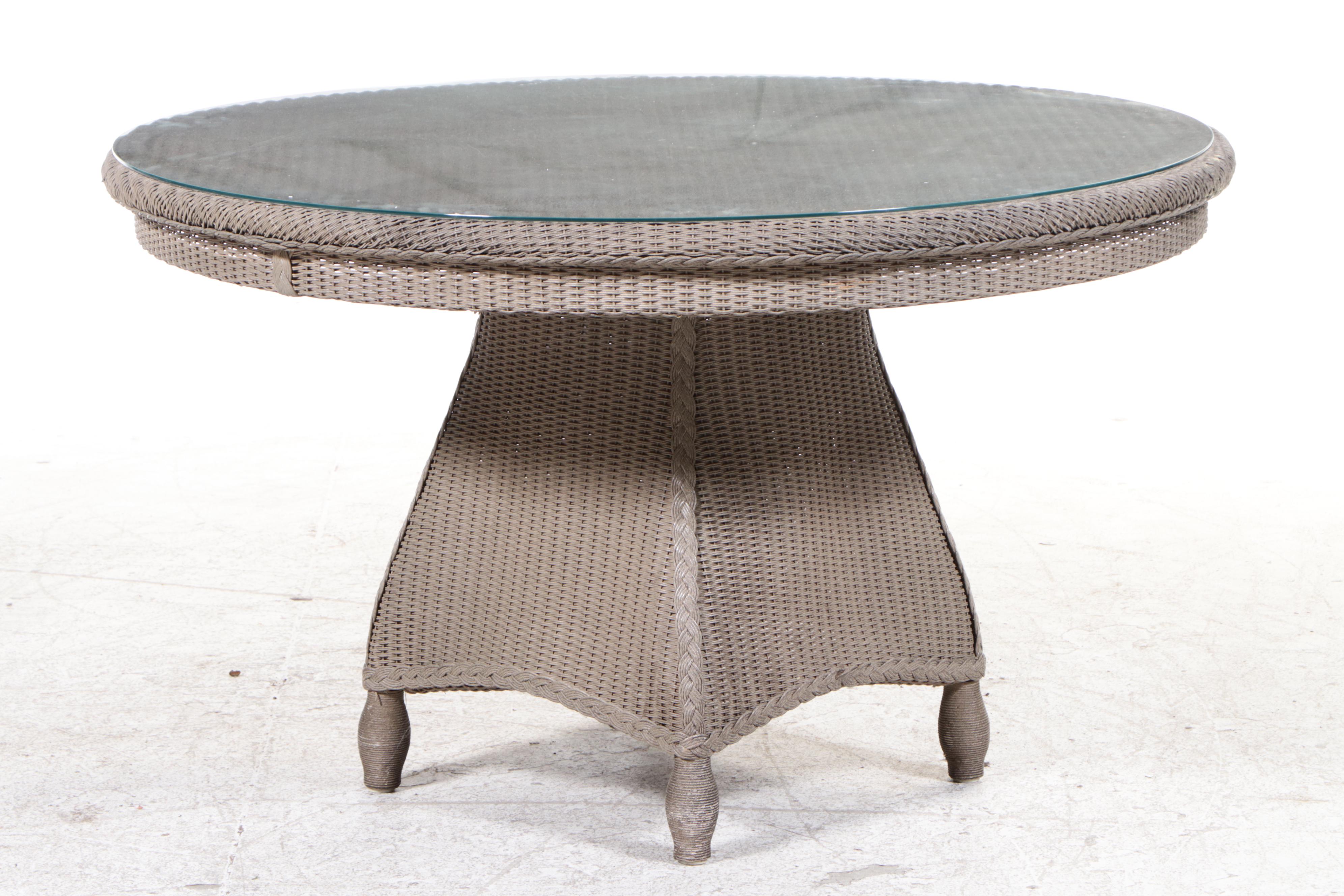 Lloyd Loom All Weather Wicker Five-Piece Patio Dining Set, Late 20th Century