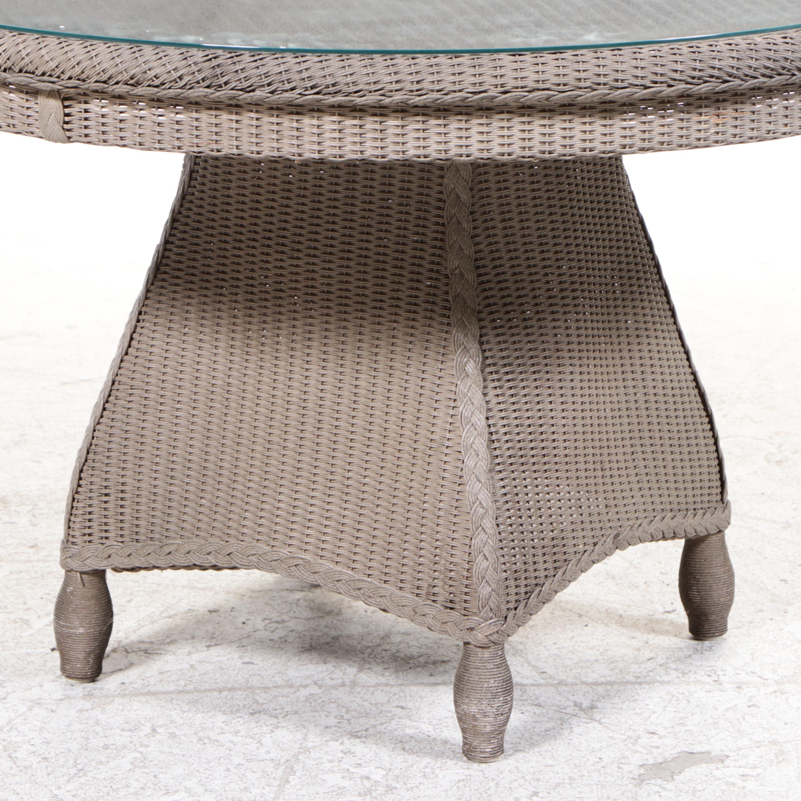 Lloyd Loom All Weather Wicker Five-Piece Patio Dining Set, Late 20th Century