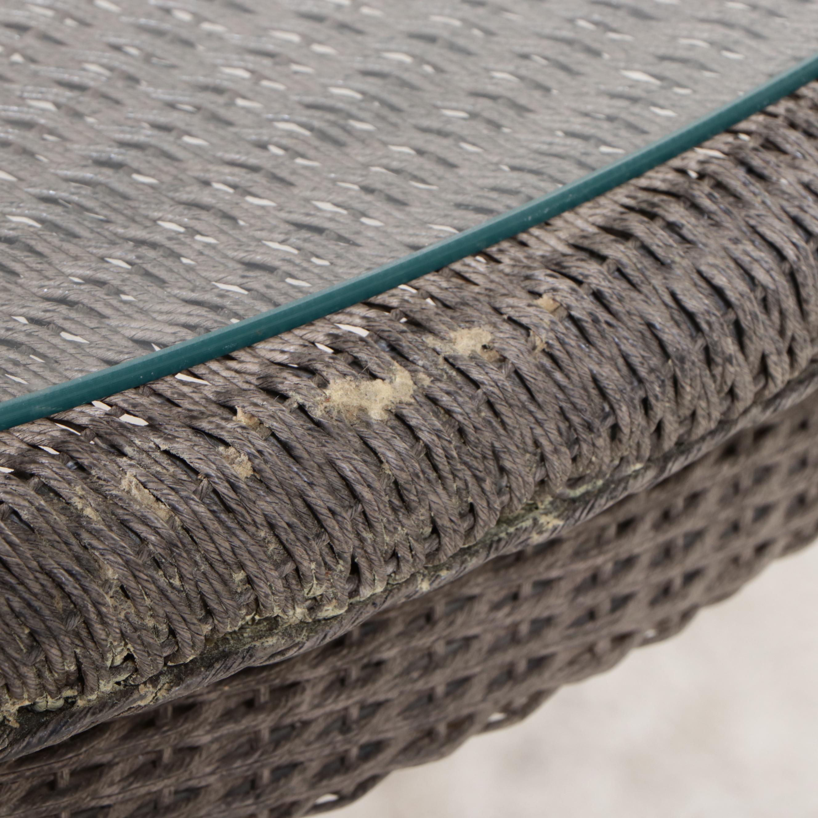 Lloyd Loom All Weather Wicker Five-Piece Patio Dining Set, Late 20th Century