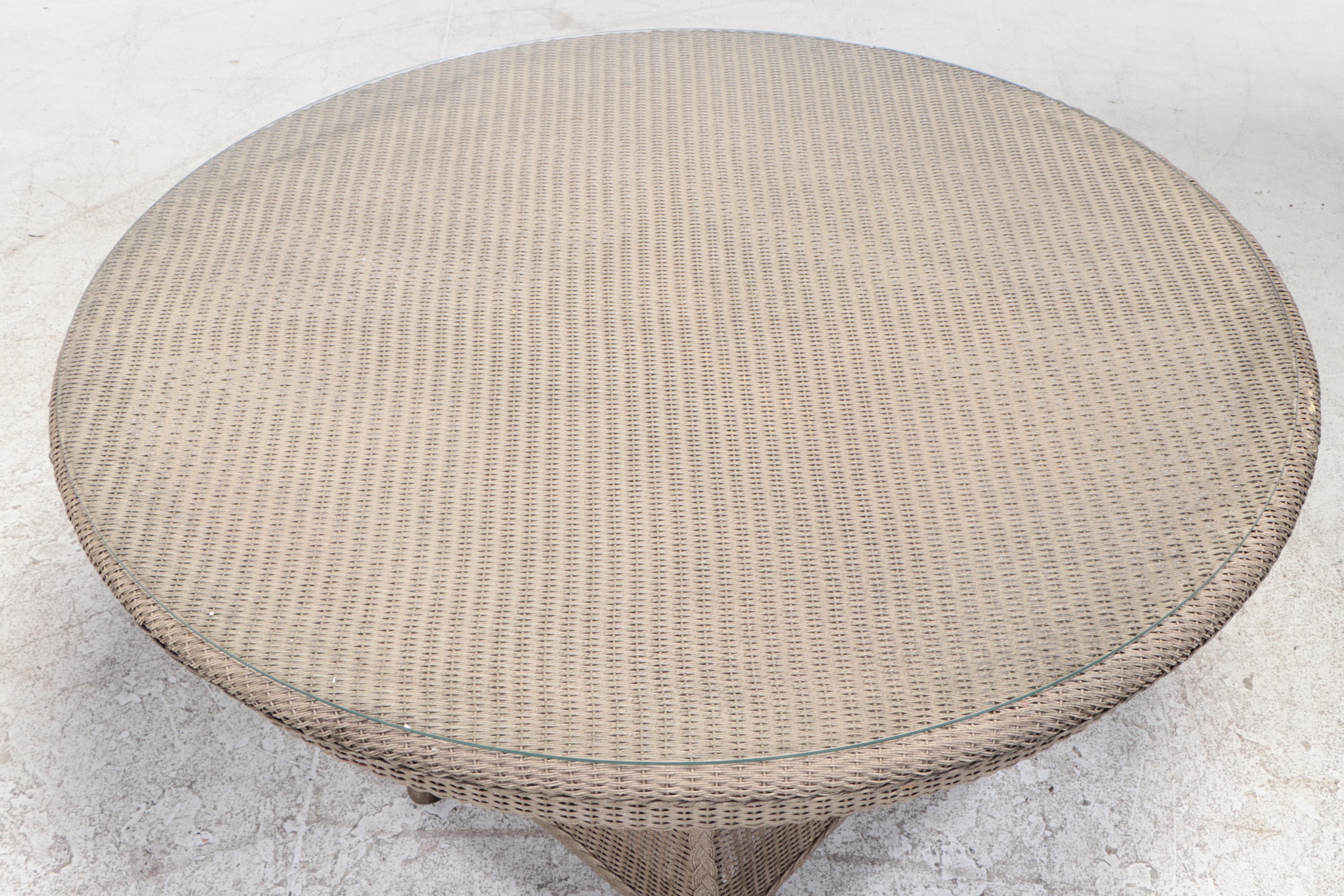 Lloyd Loom All Weather Wicker Five-Piece Patio Dining Set, Late 20th Century