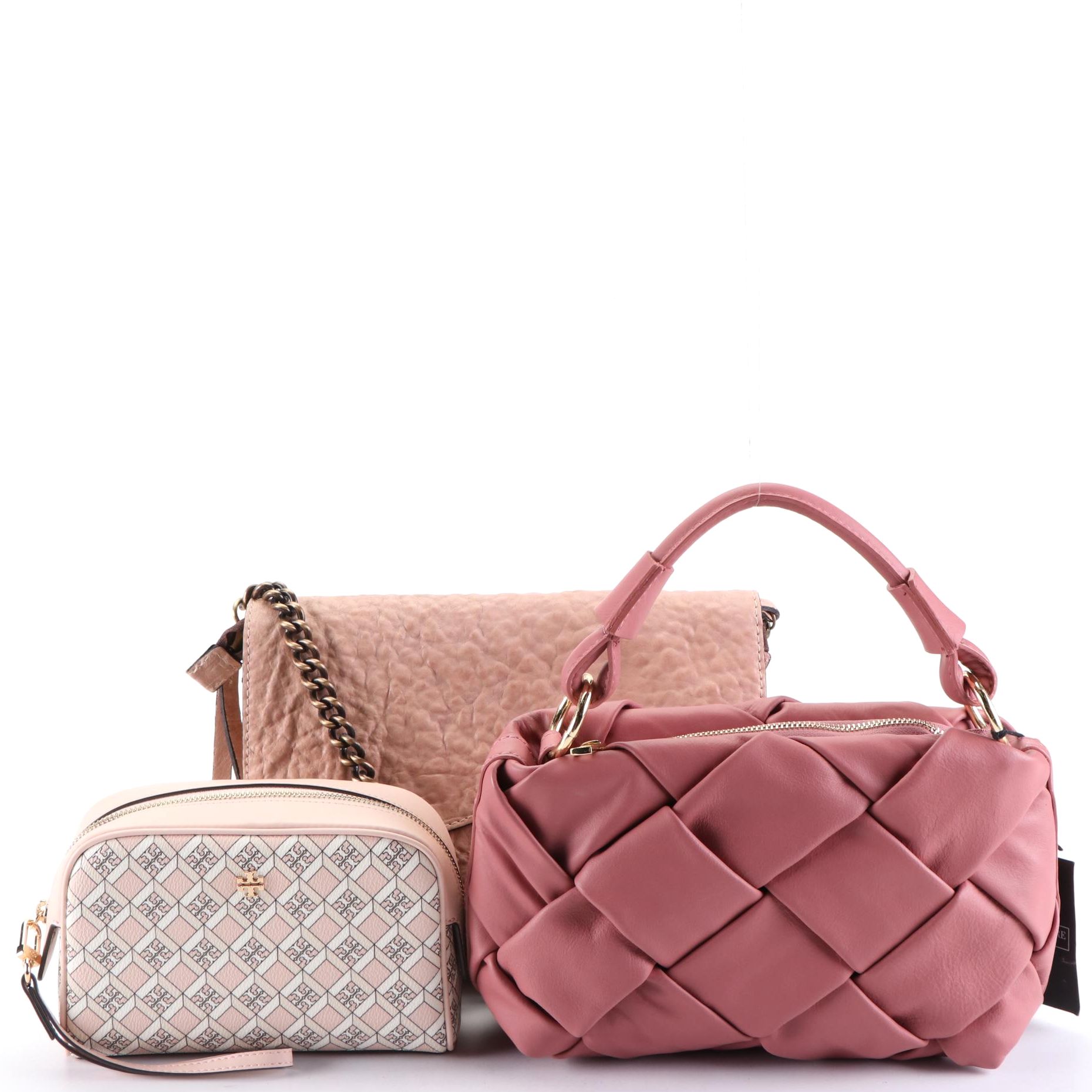 Tory Burch Logo Pouch with Valentina Fiore and Maxon Collection Leather Handbags