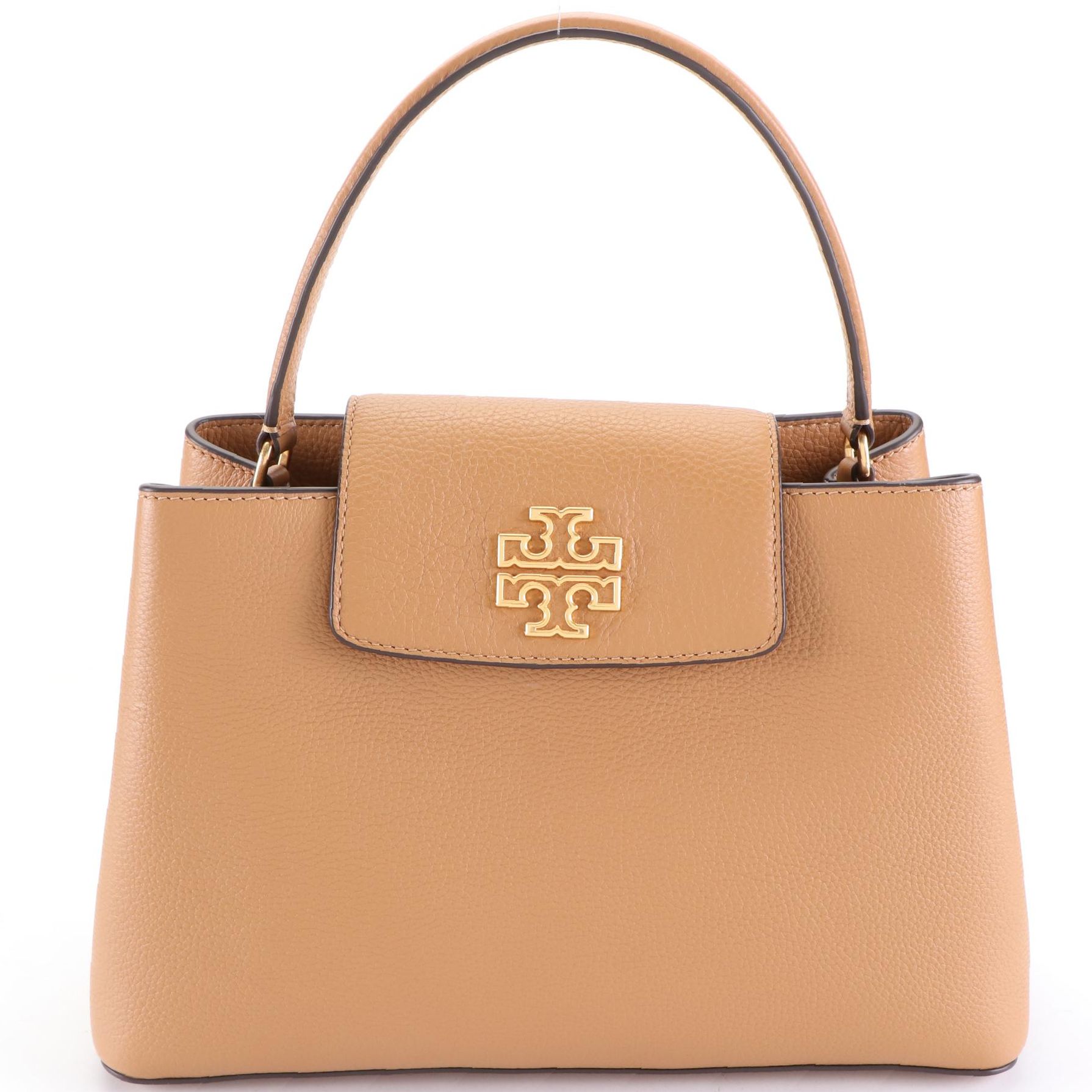 Tory Burch Small Britten Satchel in Tiramisu Grained Leather
