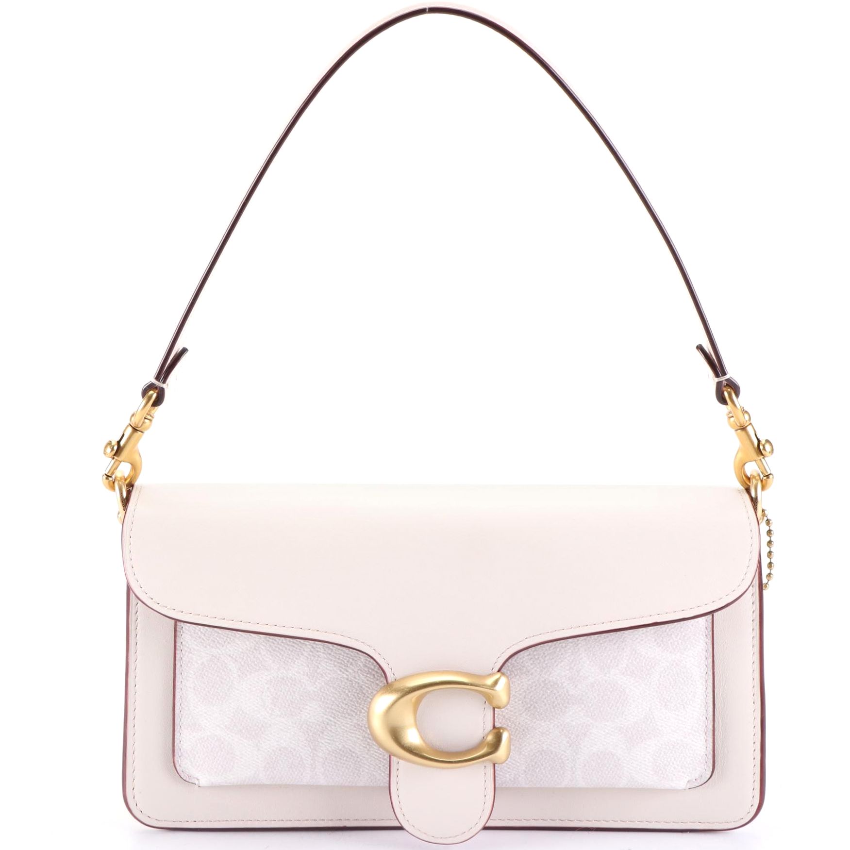 Coach Tabby 26 Shoulder Bag in White Leather and Signature Coated Canvas