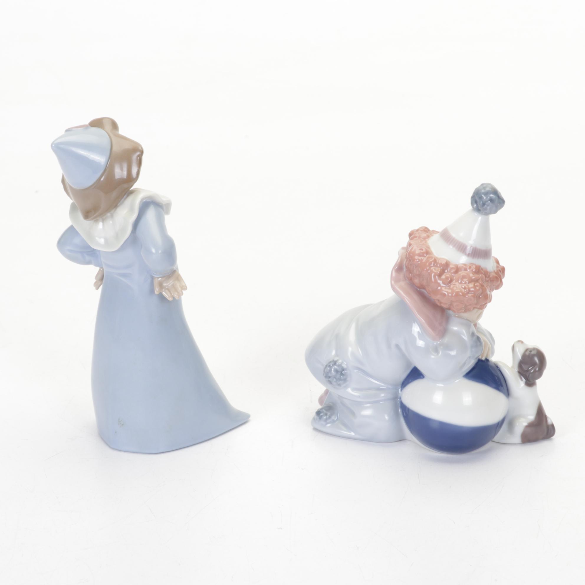 Lladró "A Mile of Style" and Other Porcelain Clown Figurines