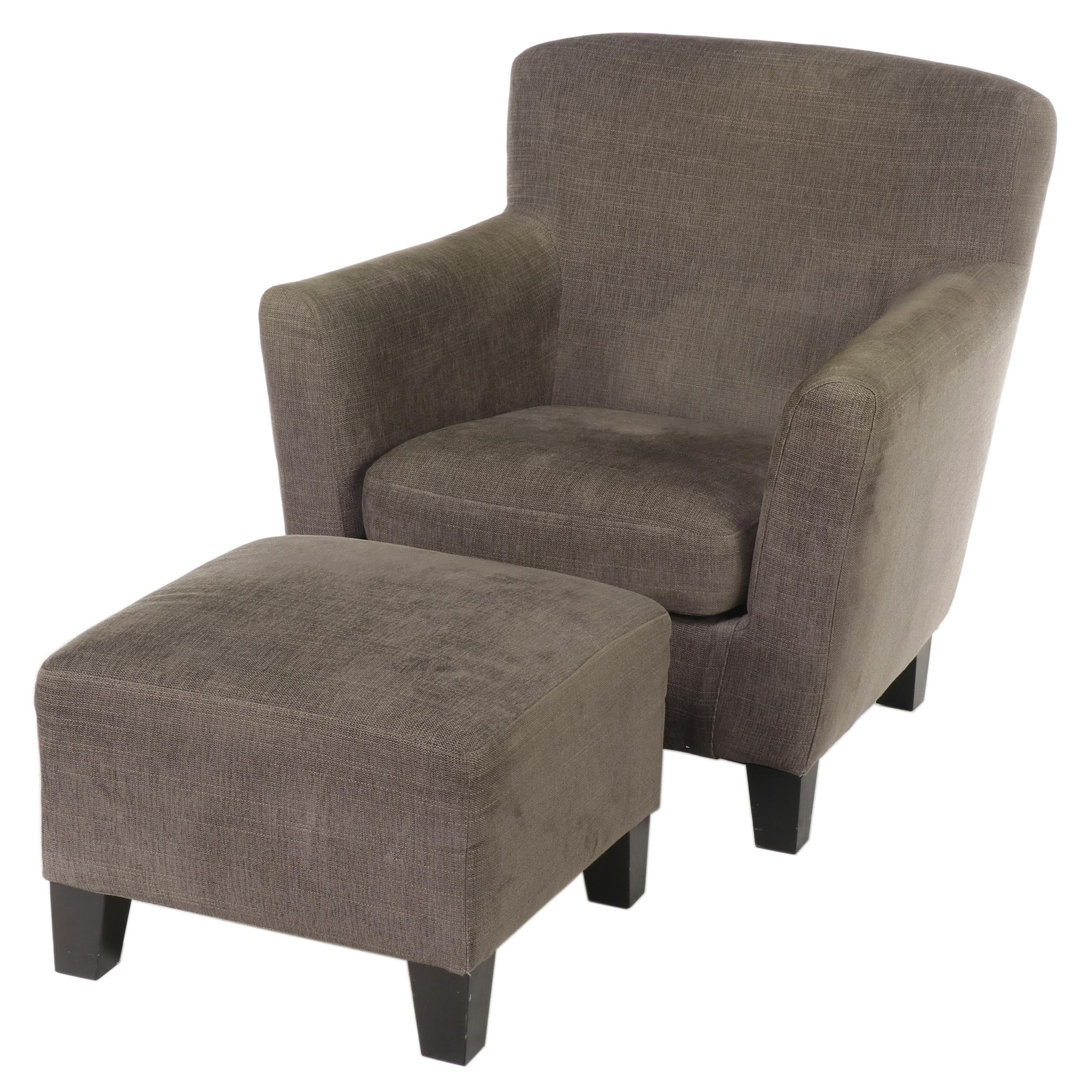 IKEA "Ekenäs" Ebonized and Fabric Upholstered Armchair and Ottoman