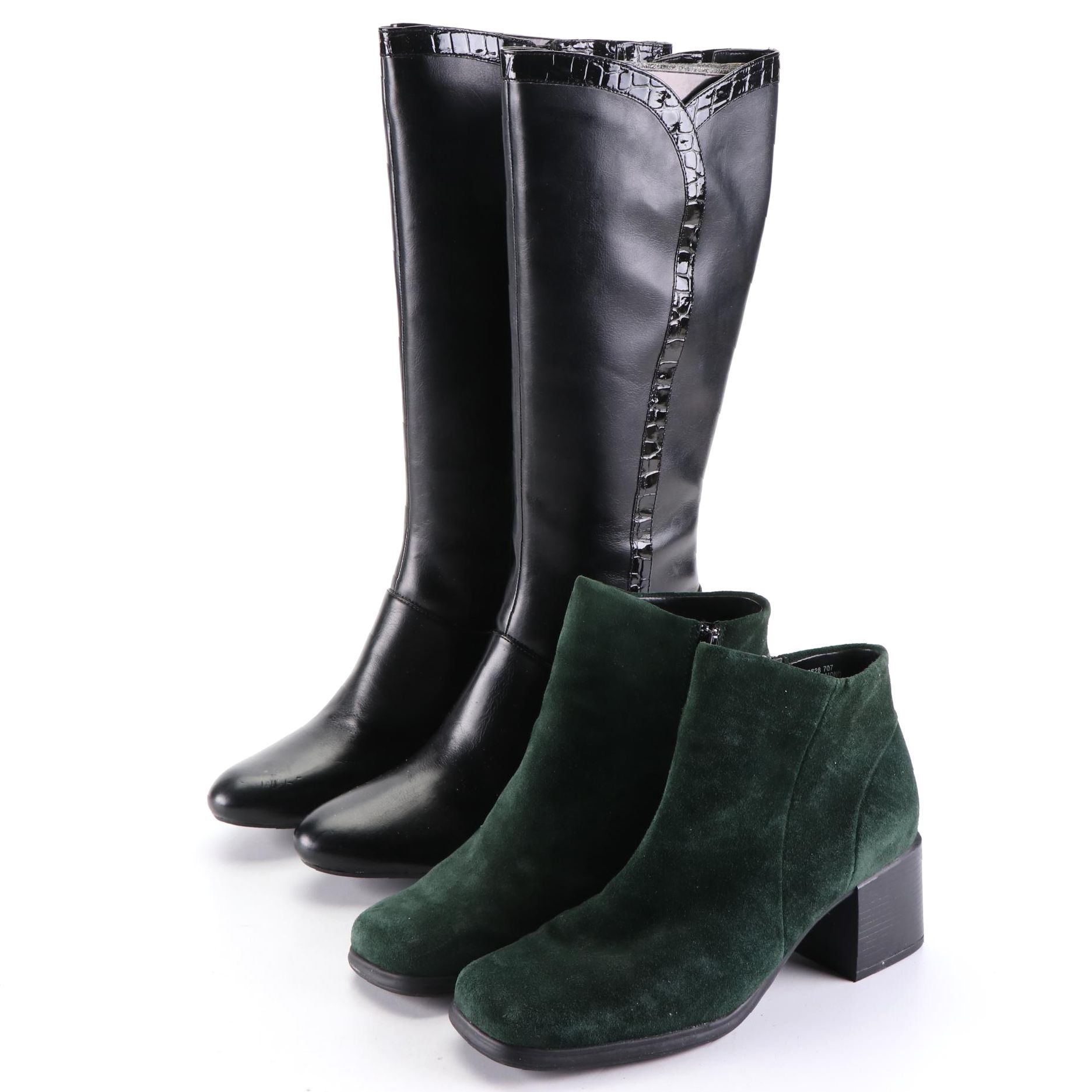 White Mountain Suede Ankle Boots and Easy Spirit Leather Boots with Boxes