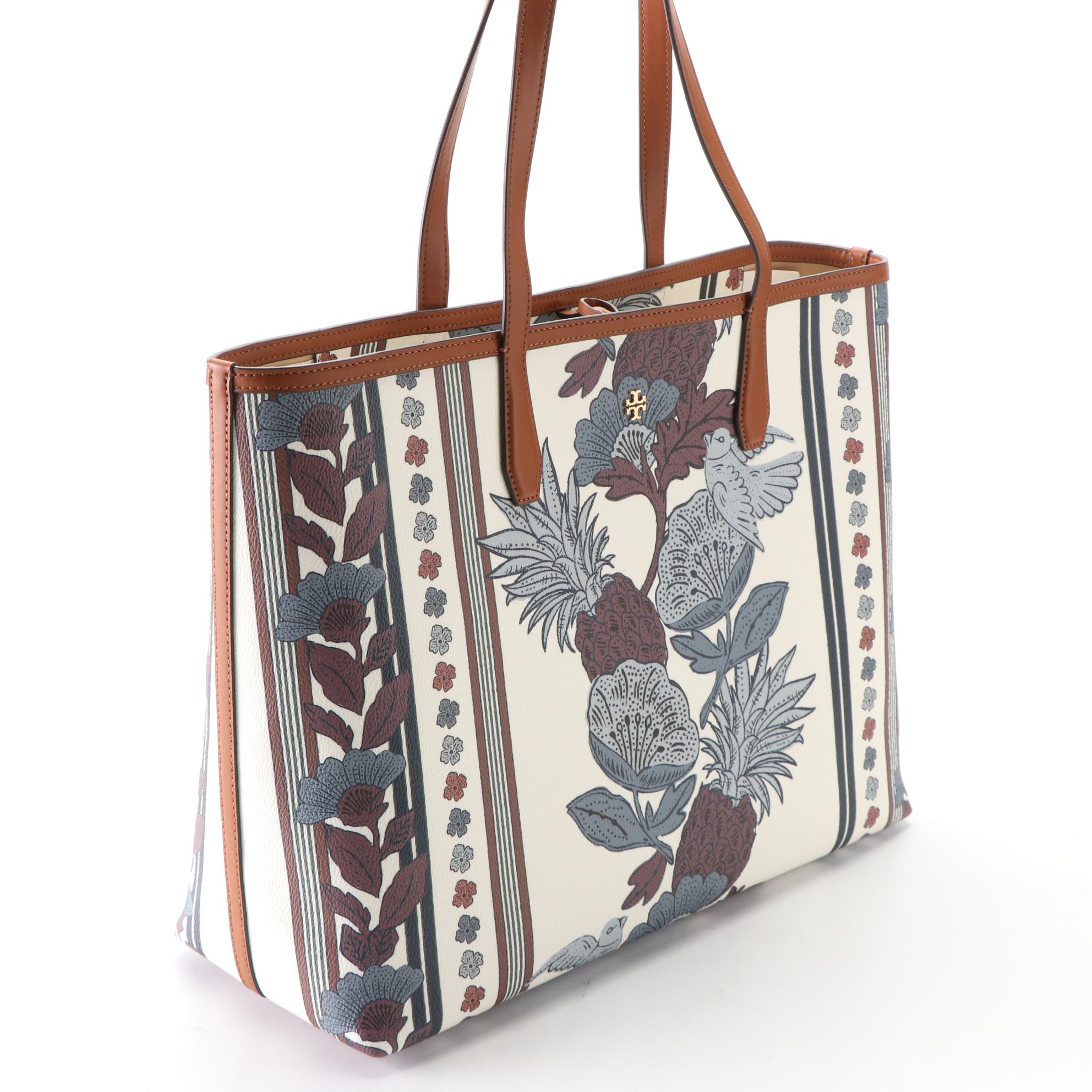 Tory Burch Kerrington Tote in Purple Wonderland Print Coated Canvas