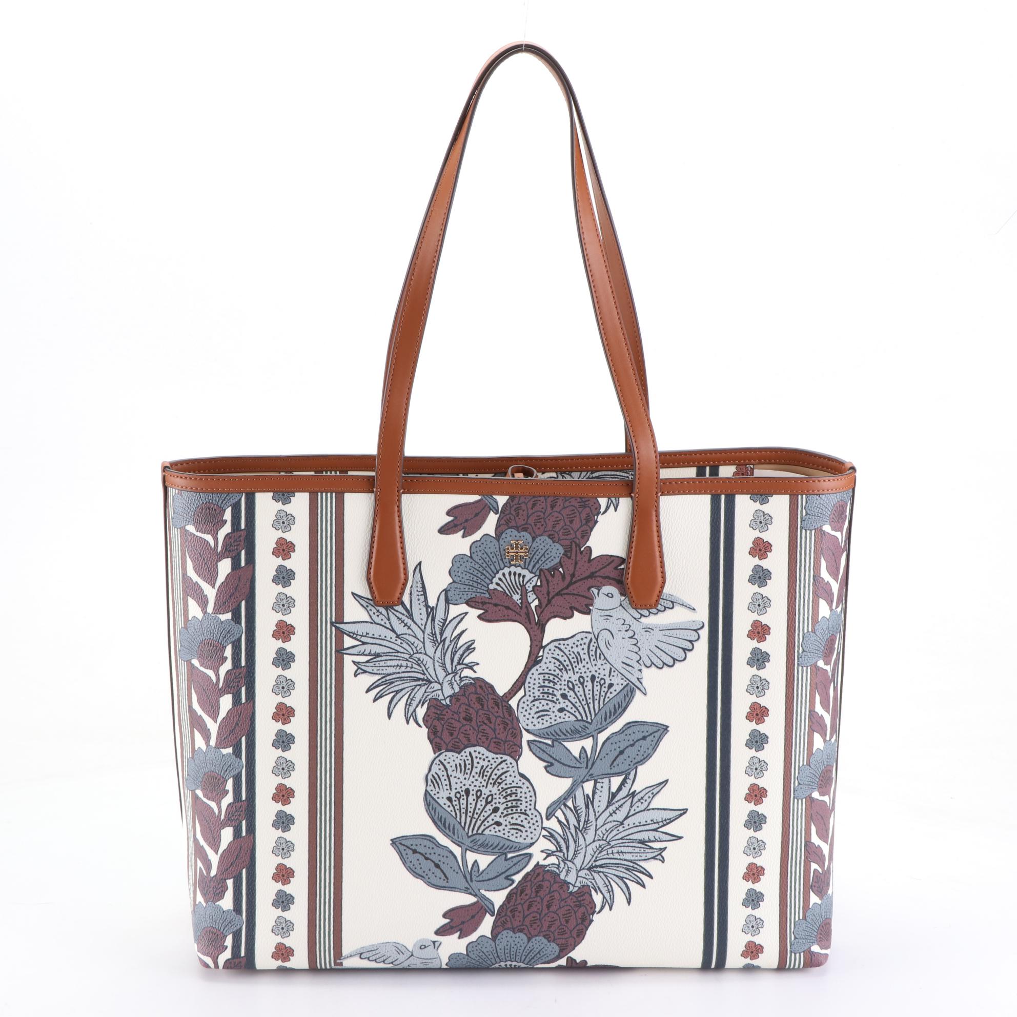 Tory Burch Kerrington Tote in Purple Wonderland Print Coated Canvas