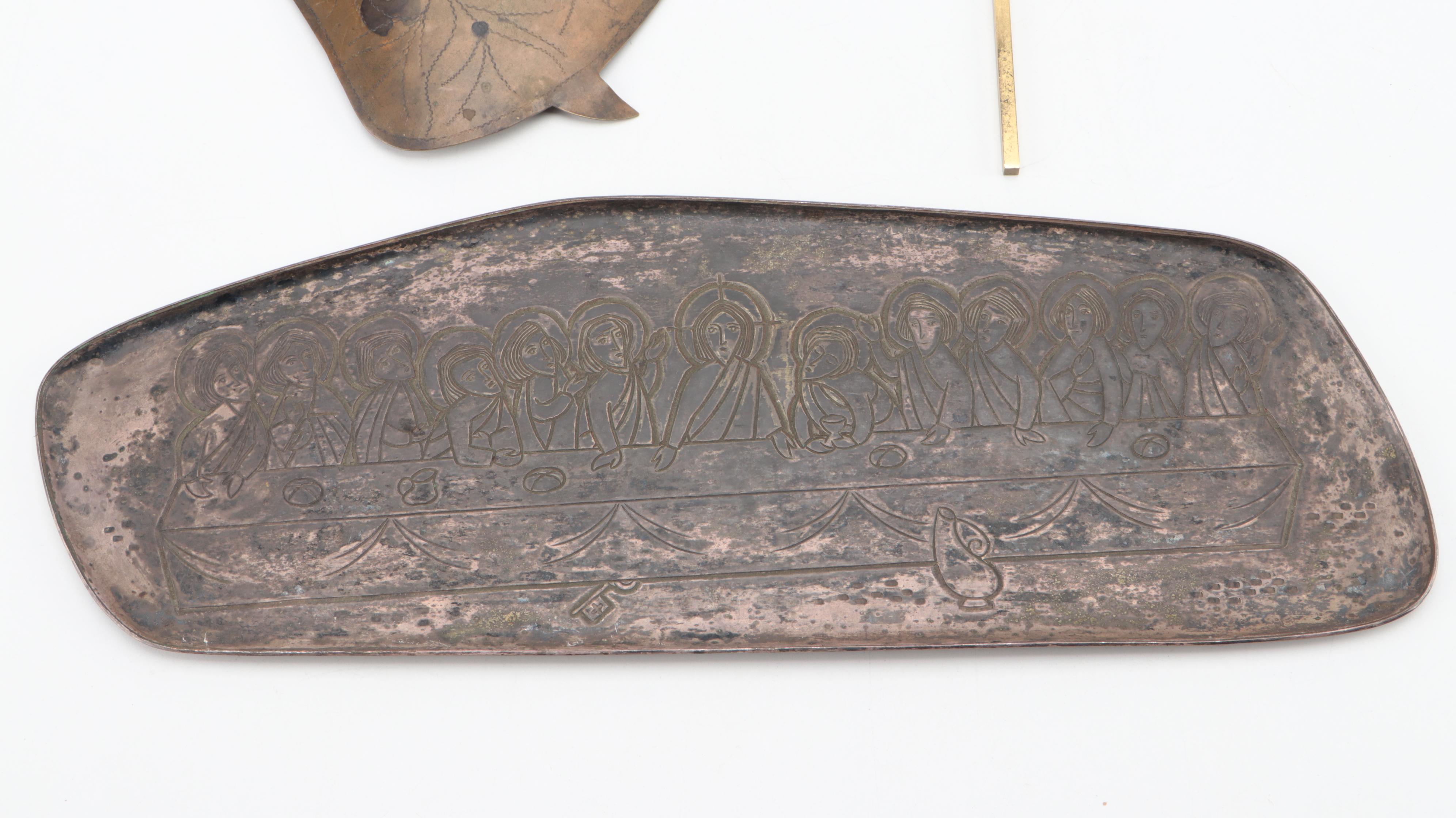 Etched Metal Plaque After "The Last Supper", More Religious Wall Decor