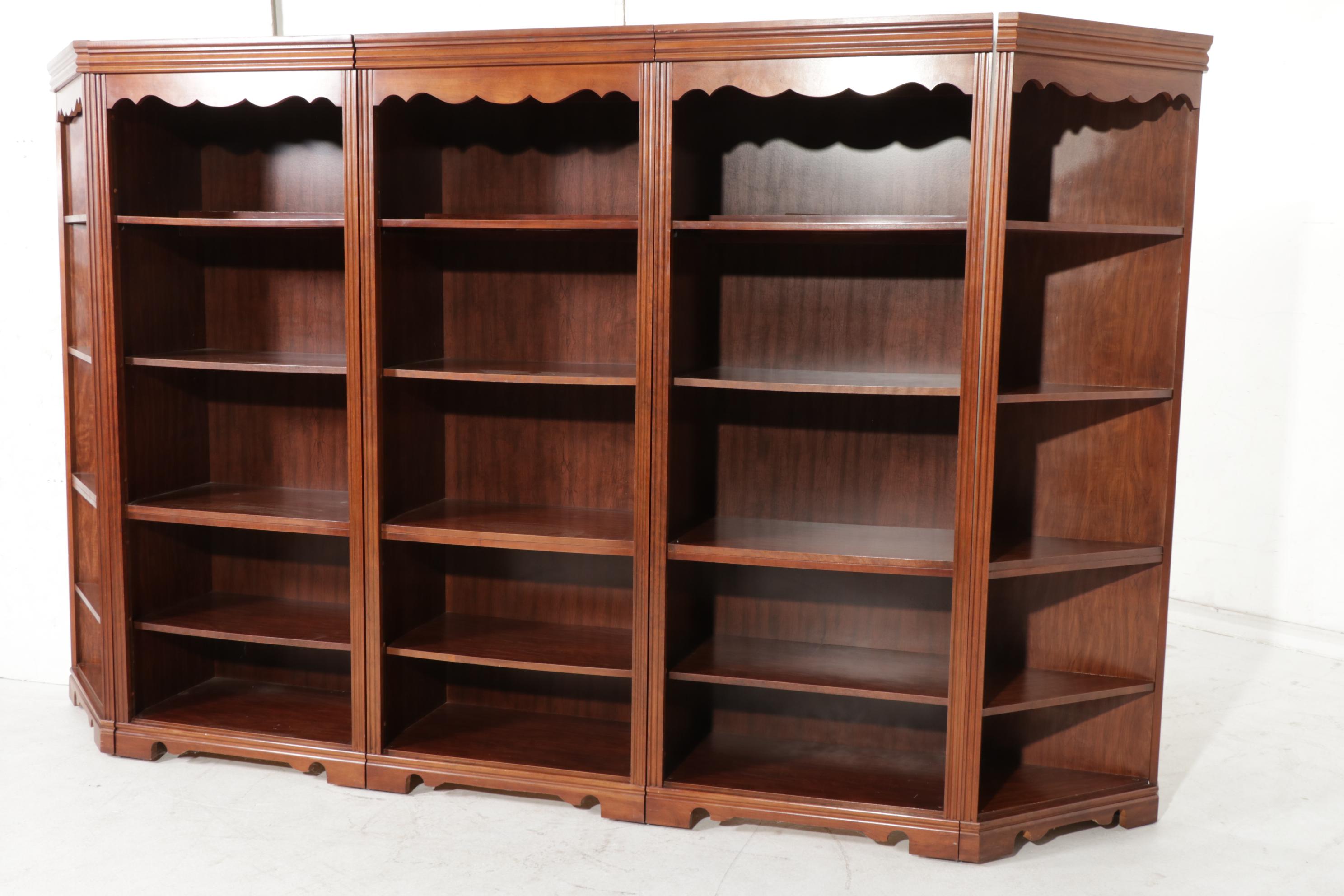 Broyhill Cherry-Finished Five-Piece Modular Bookcase Wall Unit