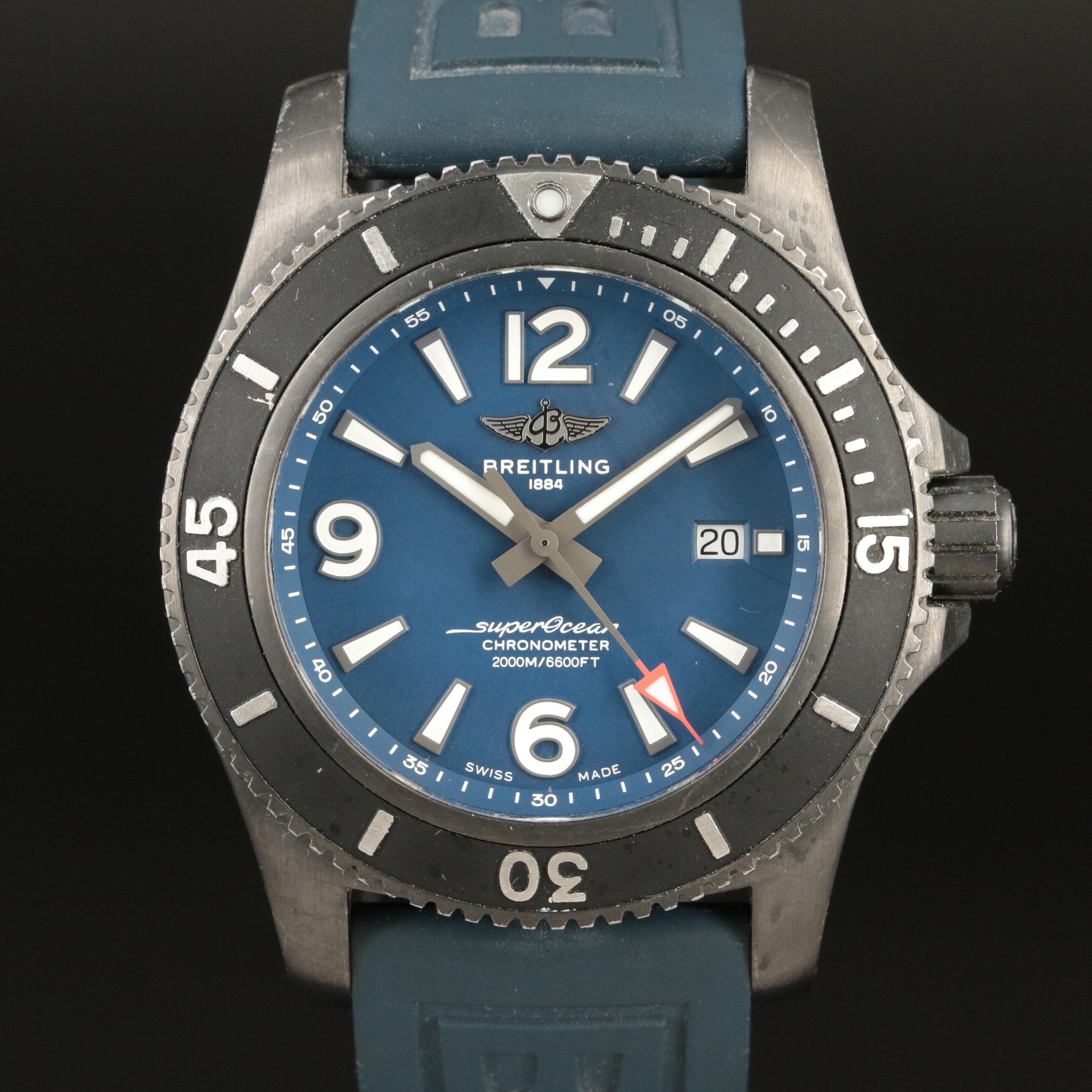 Breitling SuperOcean 46 Black Steel 2000M Blue Automatic Watch