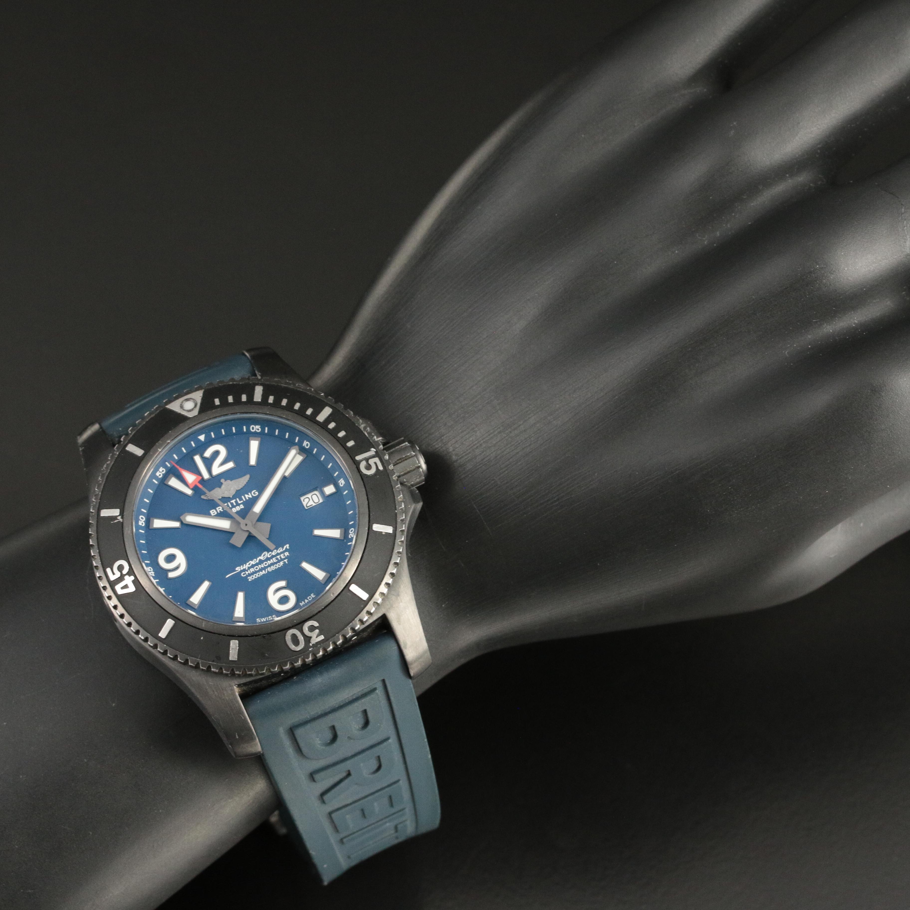 Breitling SuperOcean 46 Black Steel 2000M Blue Automatic Watch