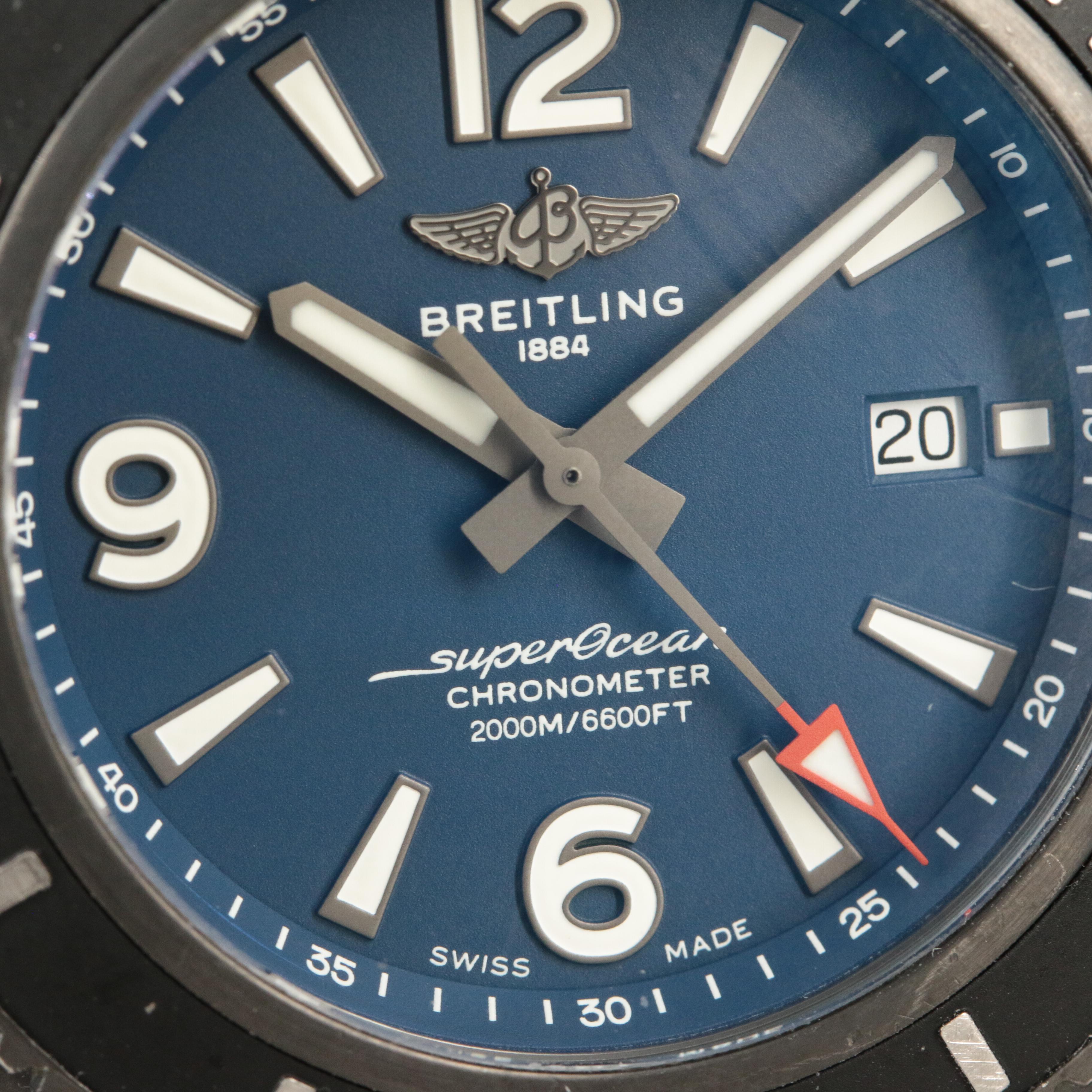 Breitling SuperOcean 46 Black Steel 2000M Blue Automatic Watch