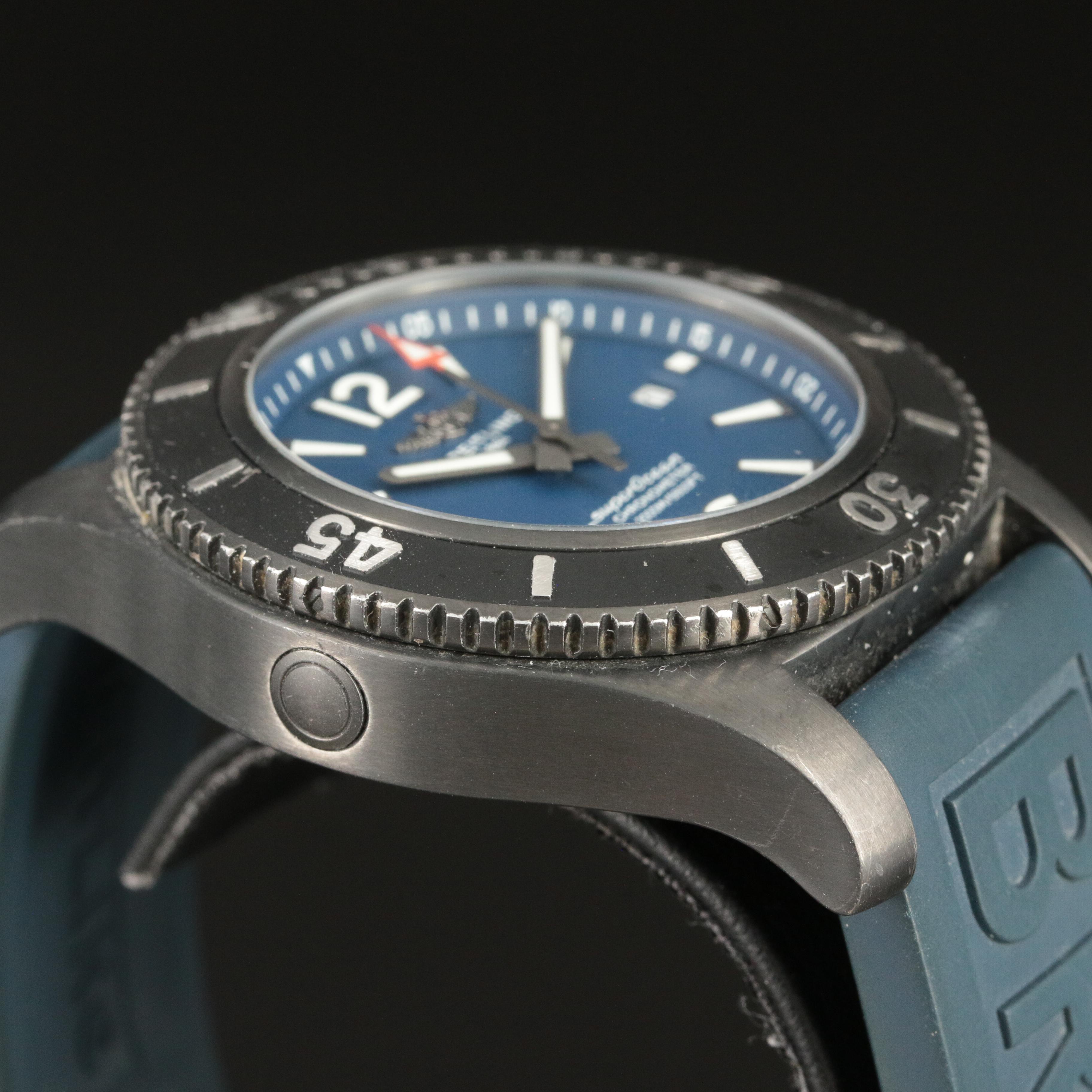 Breitling SuperOcean 46 Black Steel 2000M Blue Automatic Watch