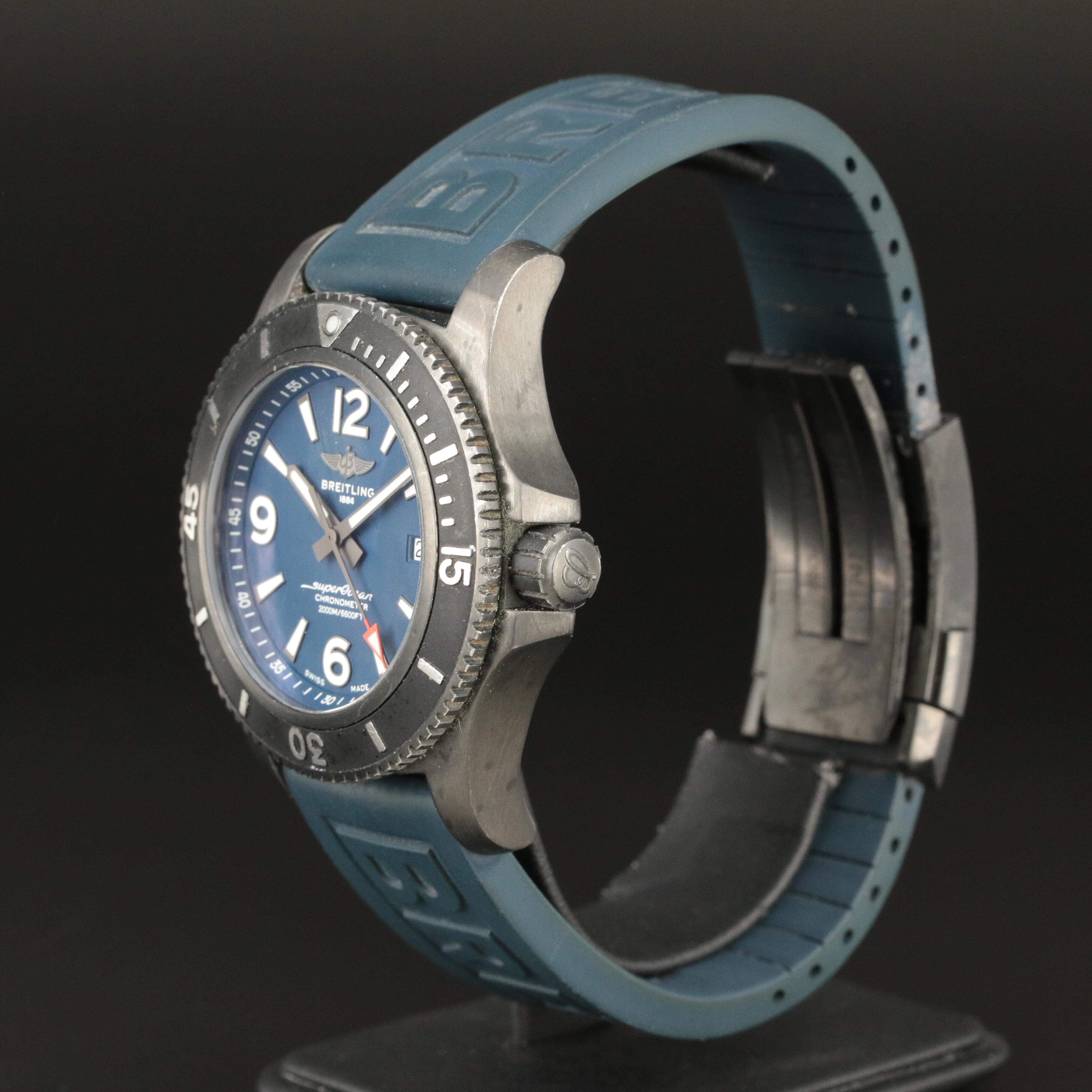 Breitling SuperOcean 46 Black Steel 2000M Blue Automatic Watch