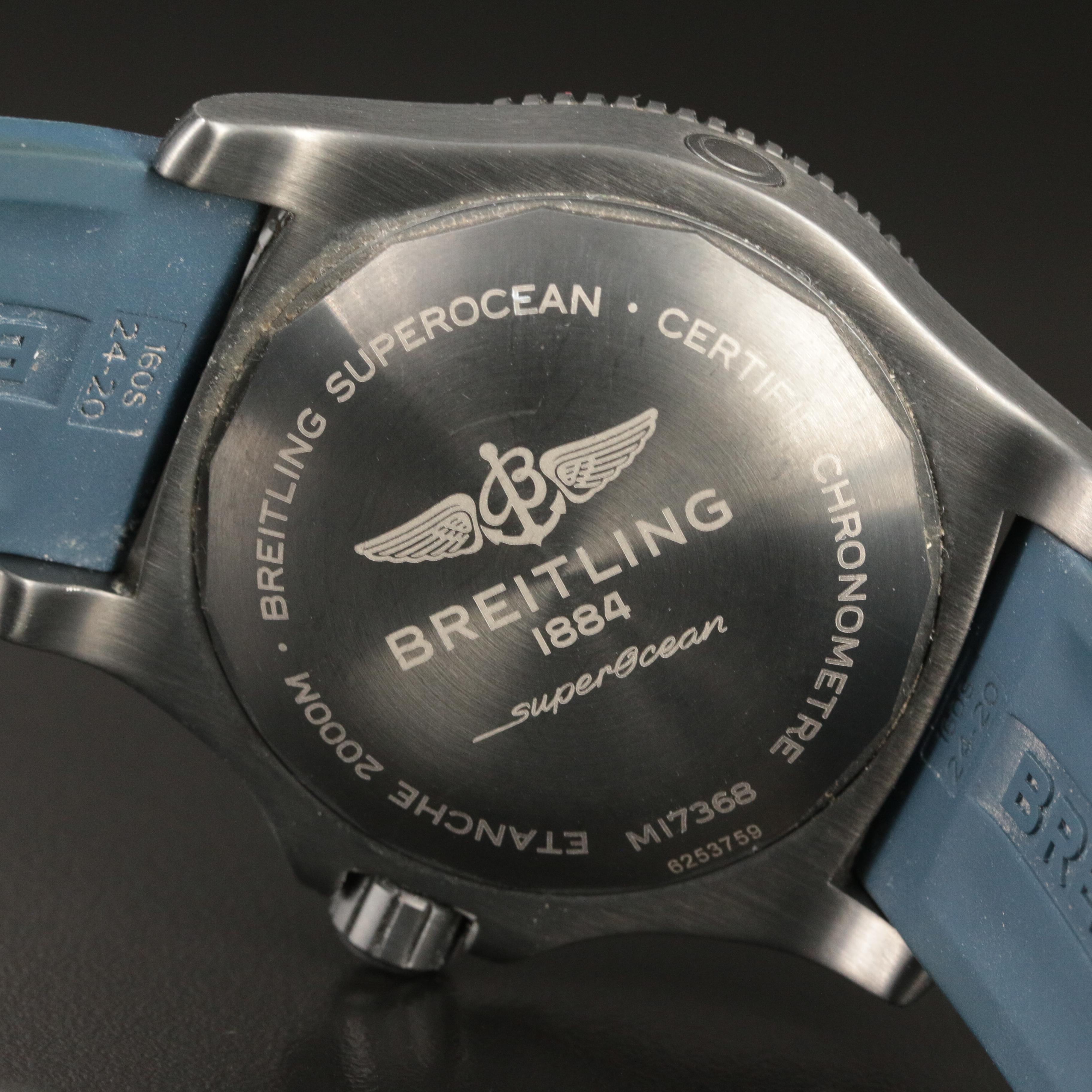 Breitling SuperOcean 46 Black Steel 2000M Blue Automatic Watch