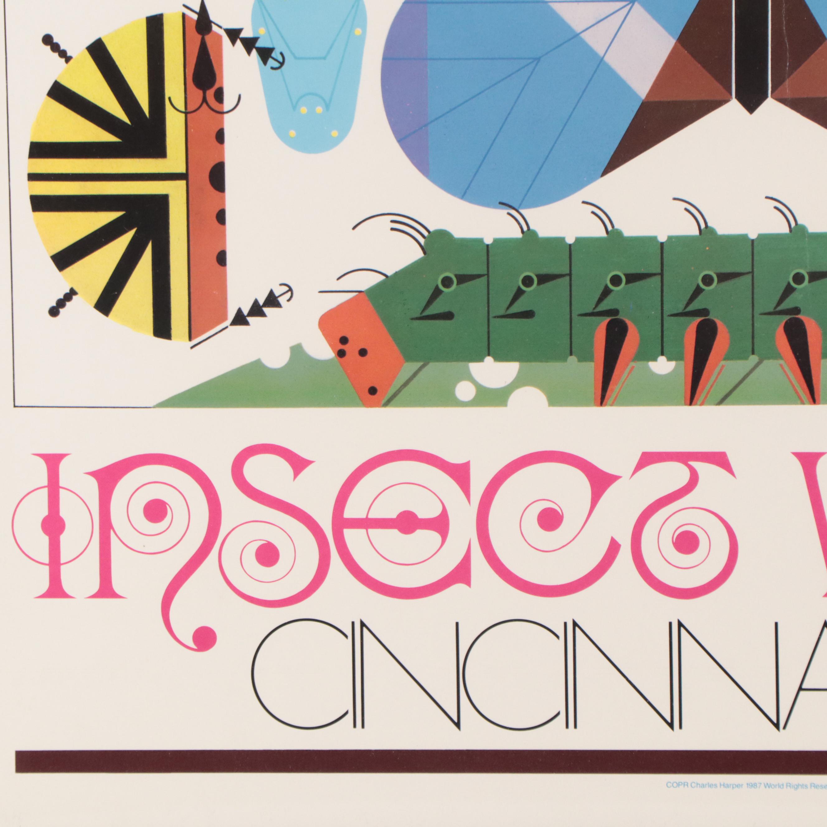 Charley Harper Offset Lithograph Poster "Insect World: Cincinnati Zoo," 1987