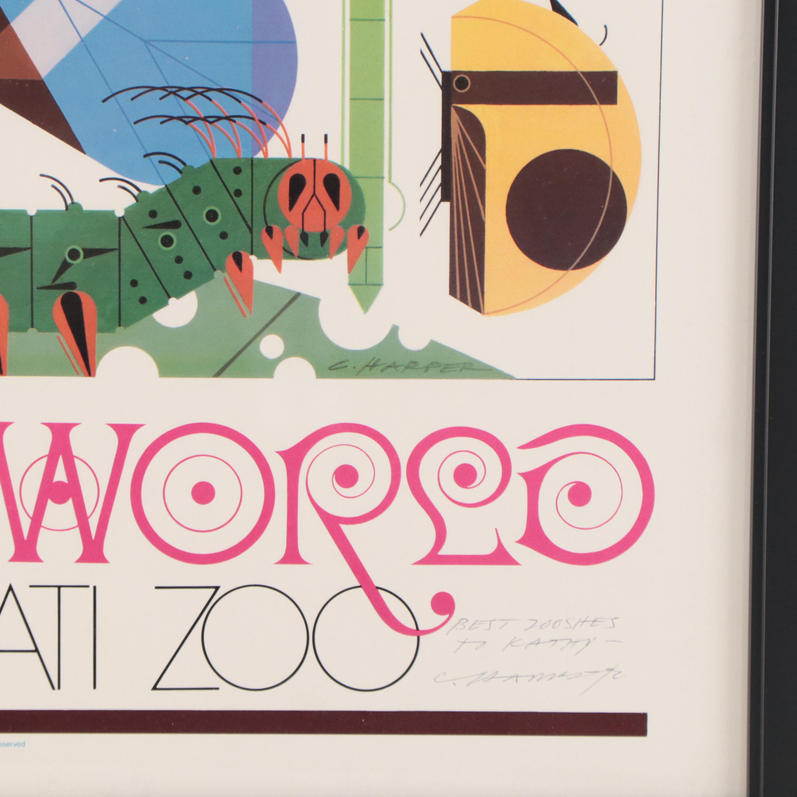 Charley Harper Offset Lithograph Poster "Insect World: Cincinnati Zoo," 1987