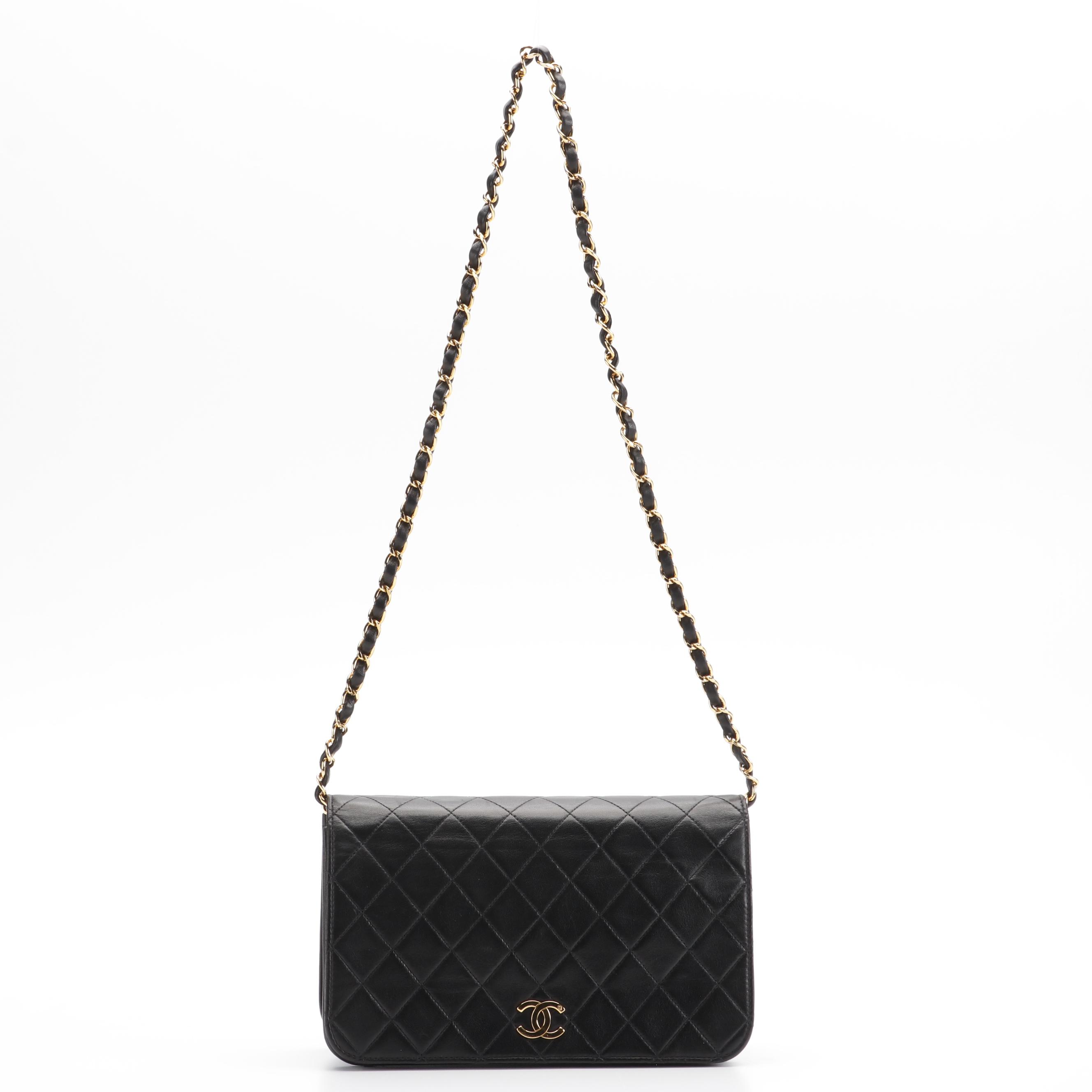 Chanel Vintage Quilted Lambskin Full Flap Bag with Chain Strap