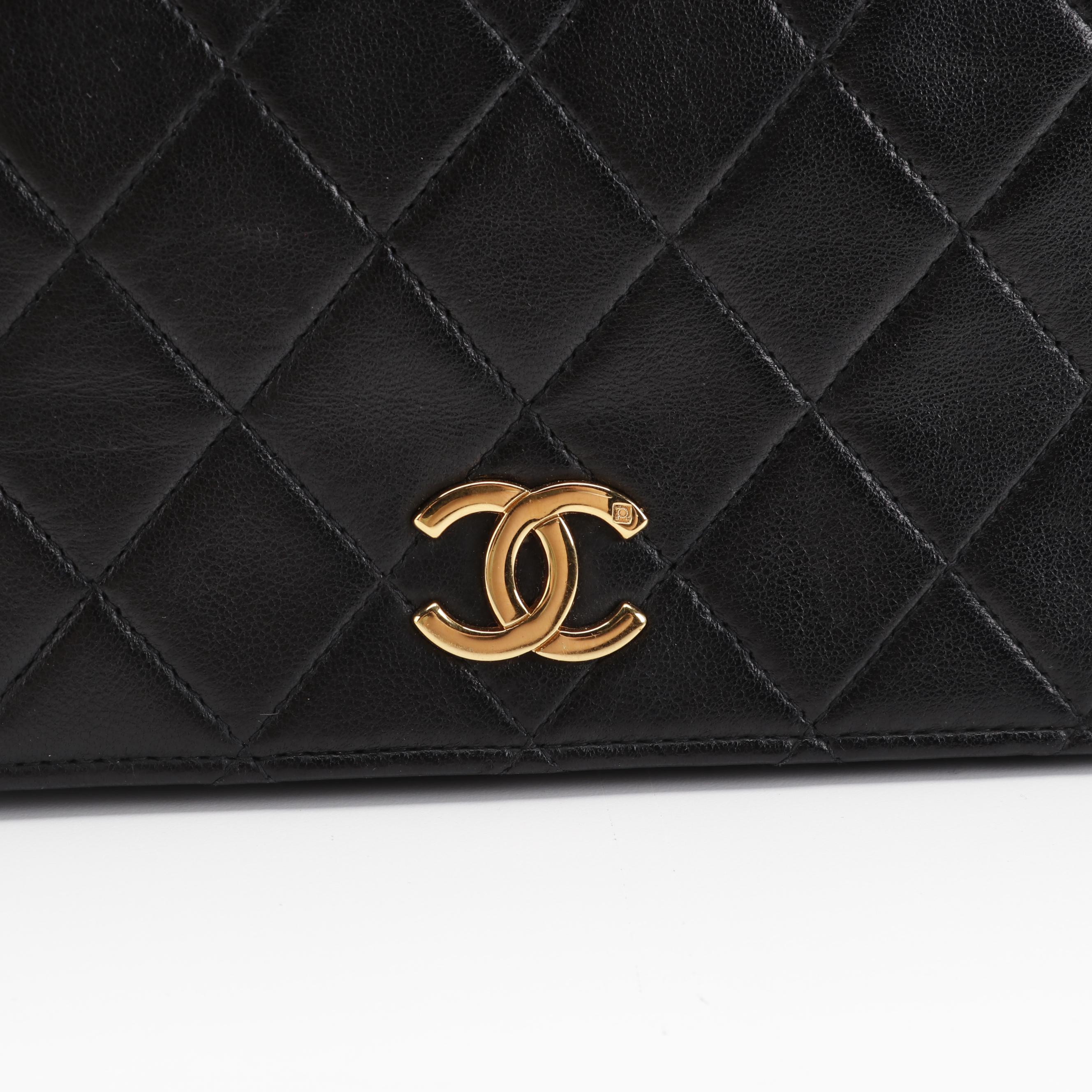 Chanel Vintage Quilted Lambskin Full Flap Bag with Chain Strap