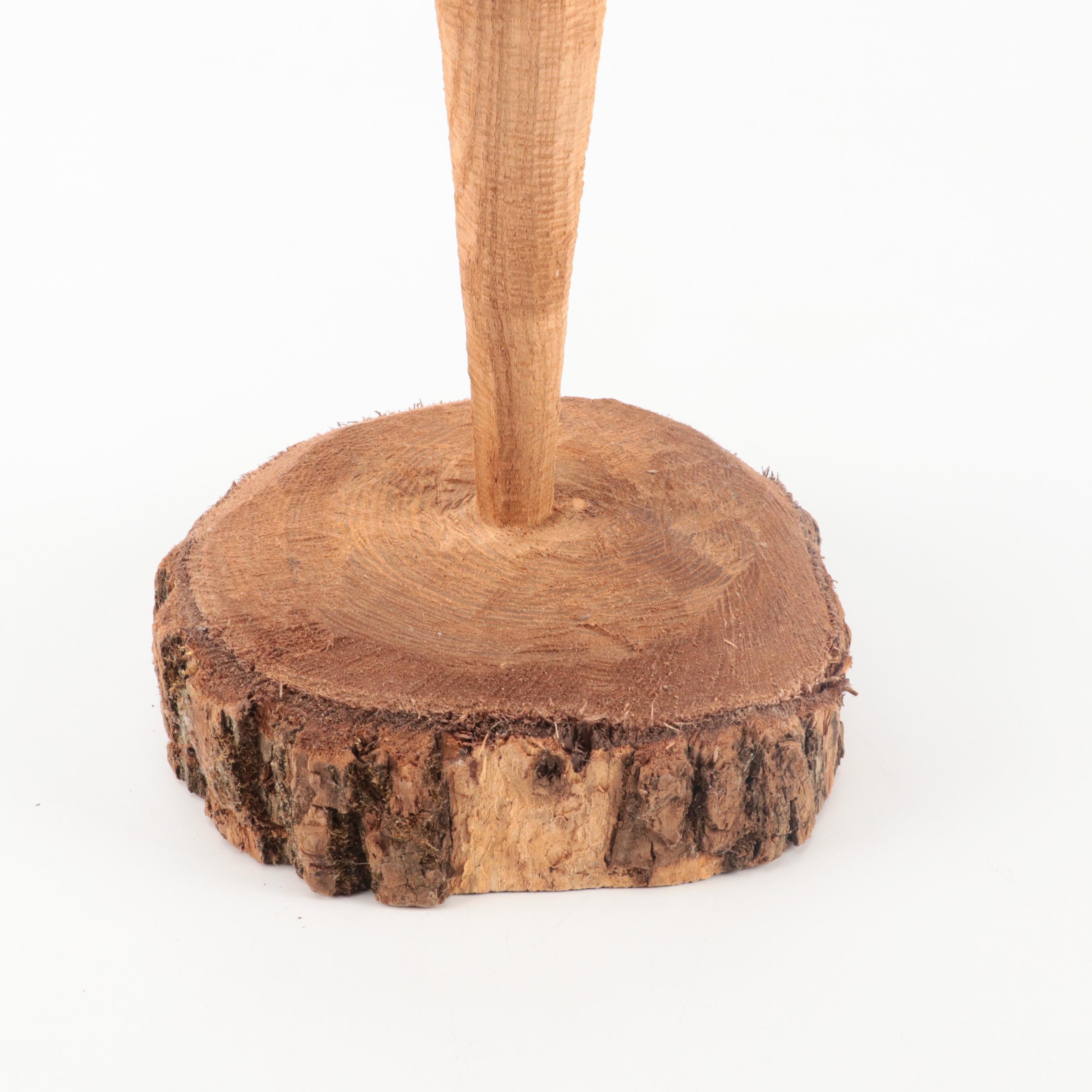 Folk Art Style Hand-Carved Wooden Golf Ball Figurine