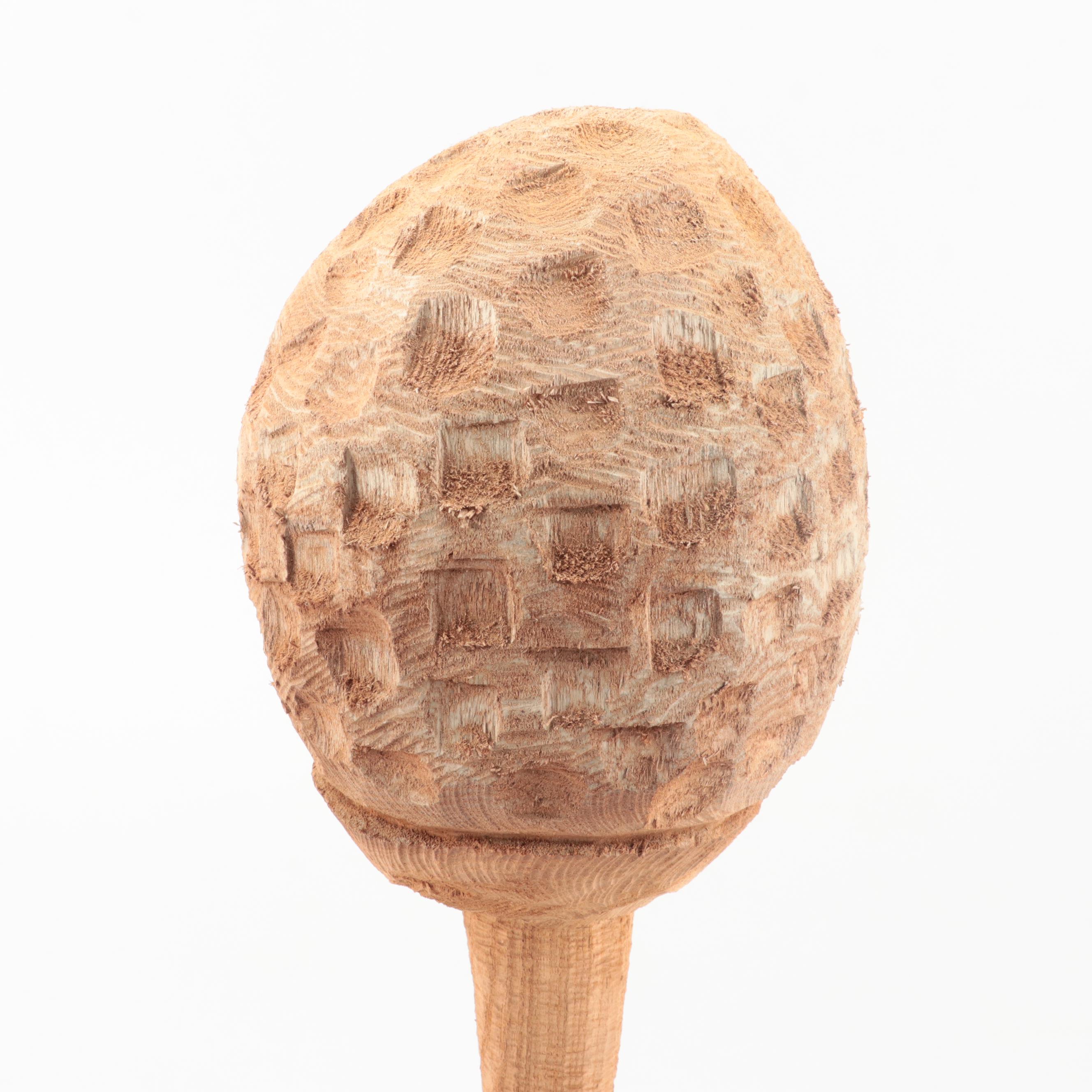 Folk Art Style Hand-Carved Wooden Golf Ball Figurine