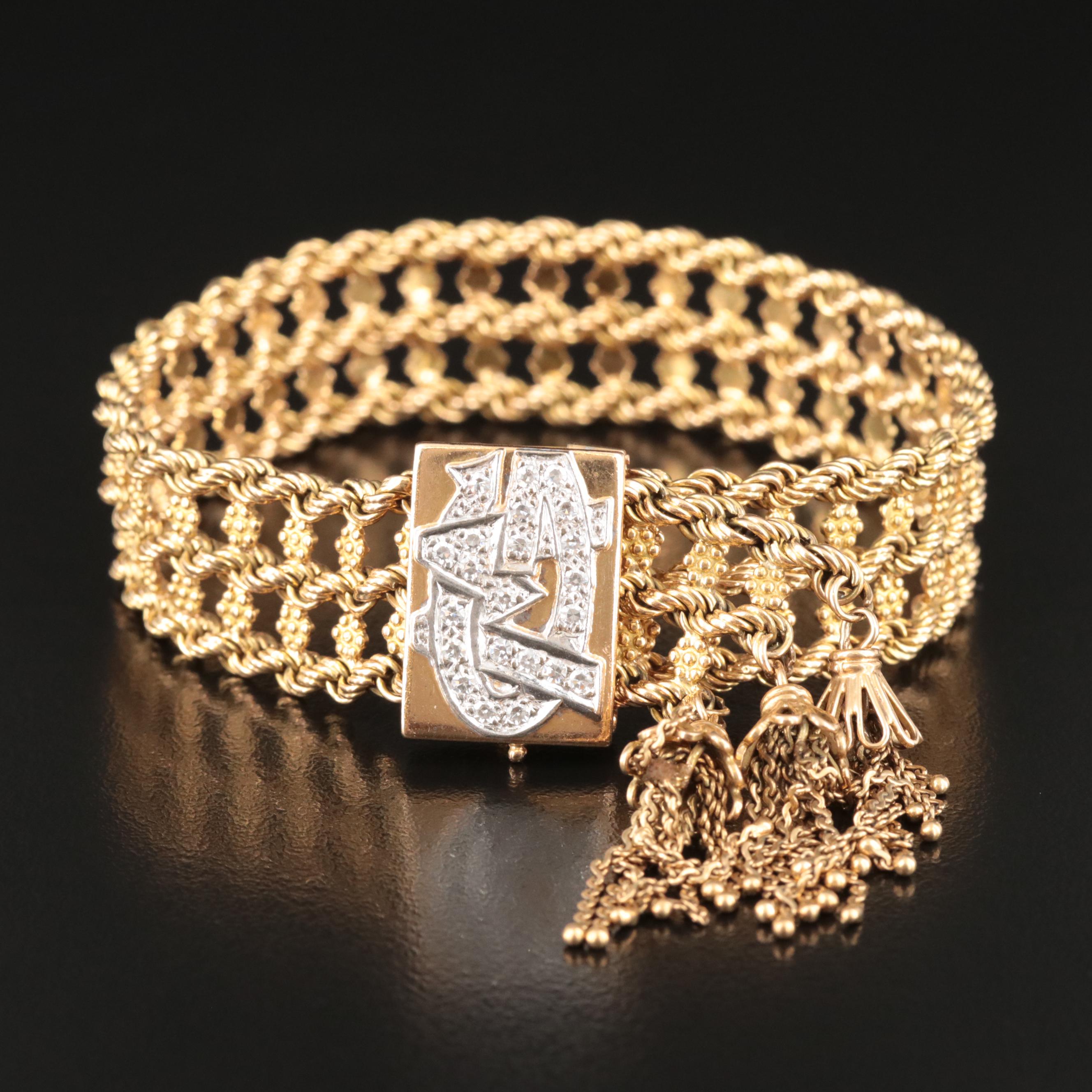 Vintage 18K 0.44 CTW Diamond Jarretièr Bracelet